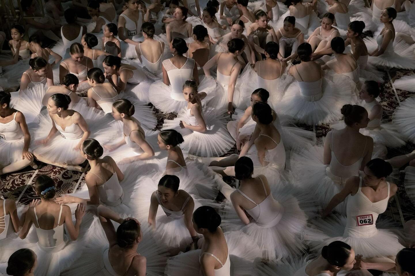 Dancers gather at the Plaza Hotel in New York before breaking the Guinness World Record for most ballerina dancers en pointe simultaneously. (Bess Adler/Gothamist)