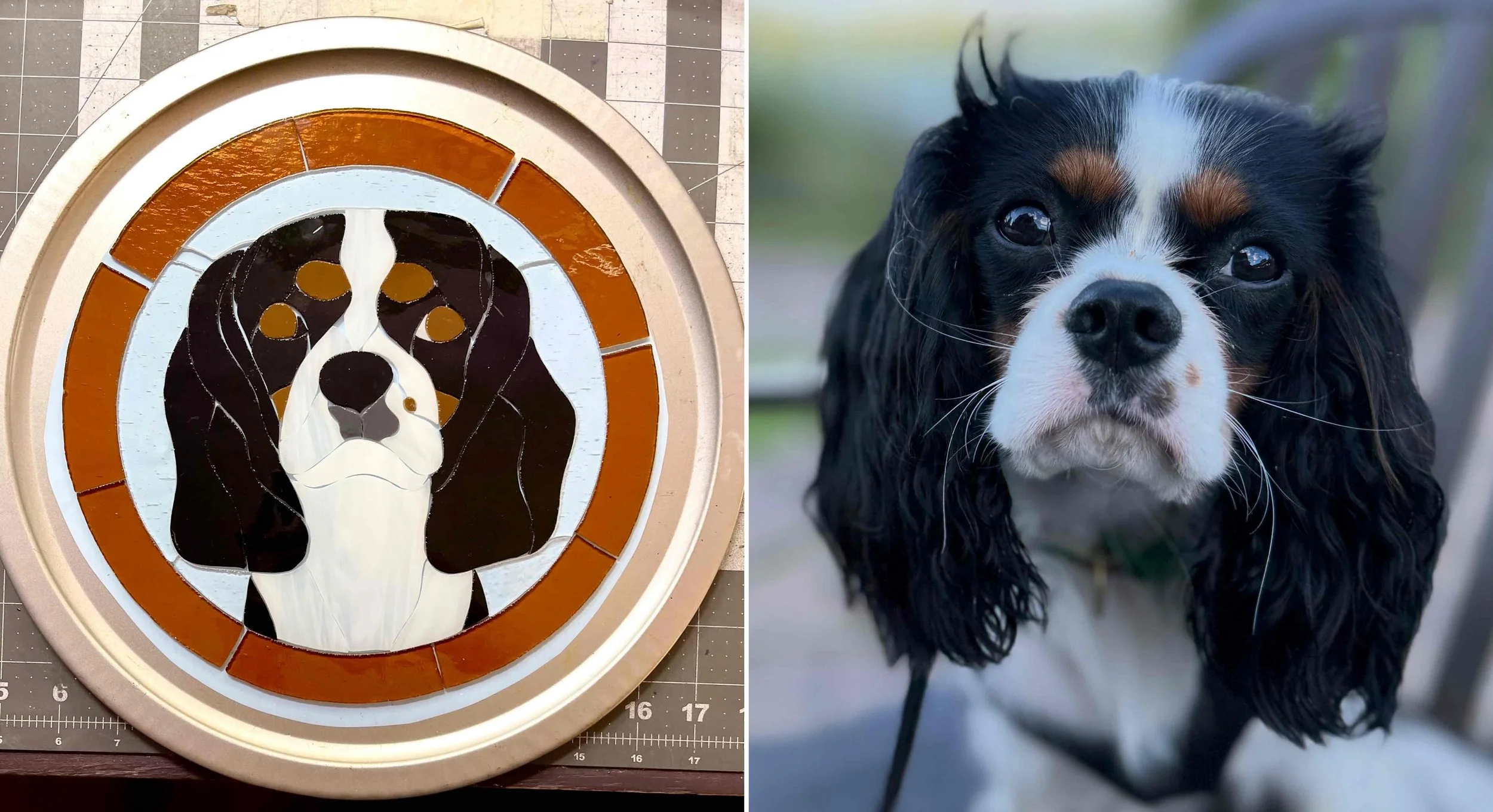 Watch stained glass artist Morgan Peifer (Purple Moon Art Studio) reconstruct Larry at the 2nd Sunday Tent October 11 in front of the Apple Store.