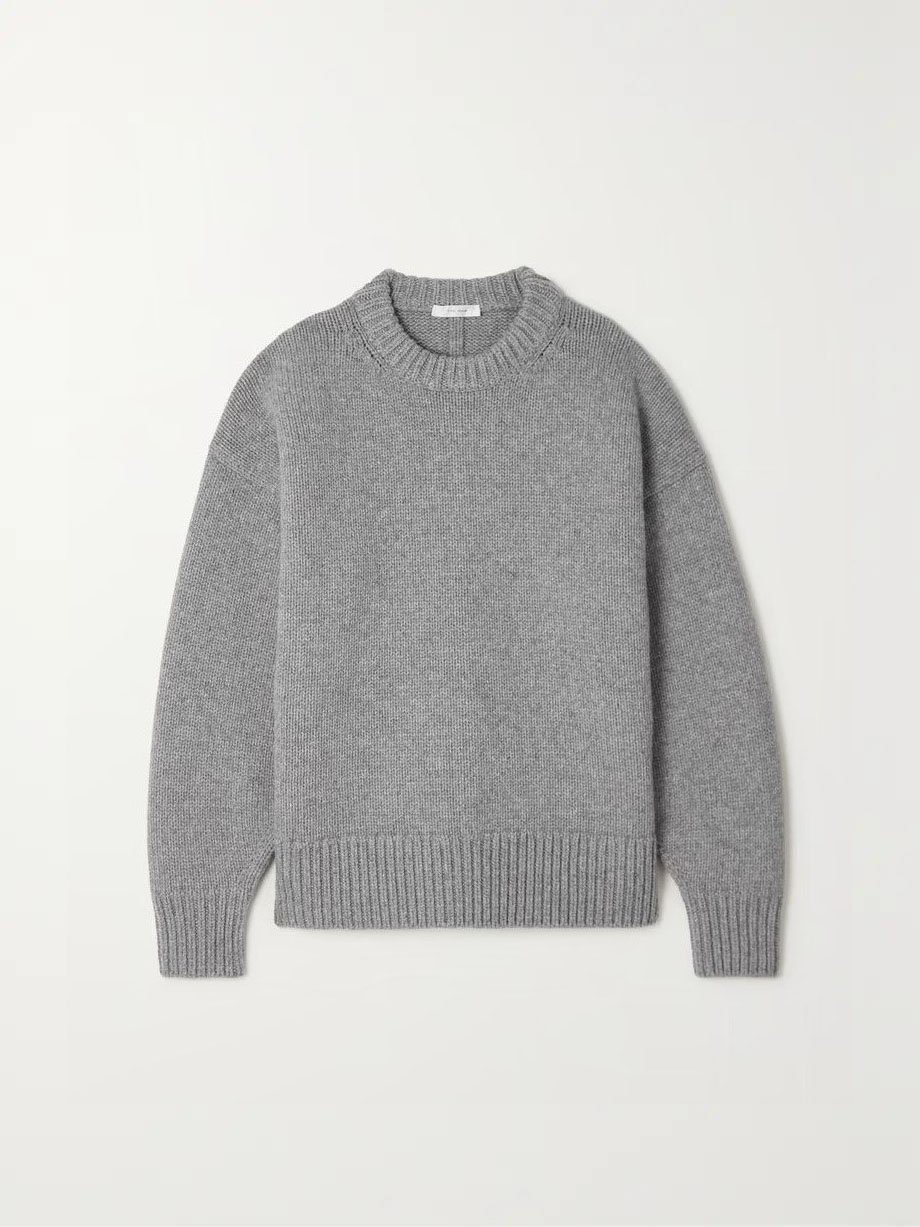 Cashmere crew neck sweater women knitwear thick heavy knit winter