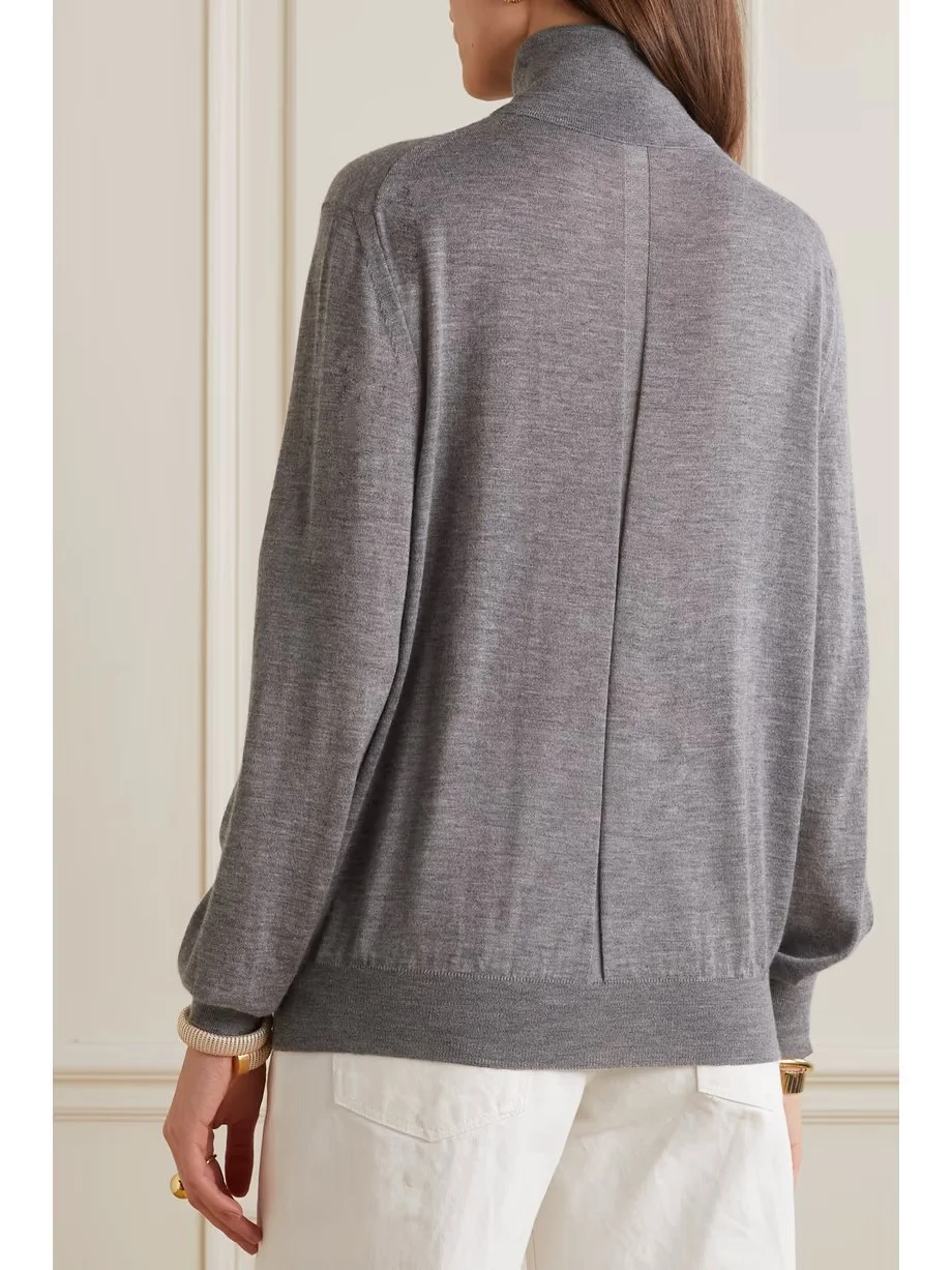 Plain Fine Knit Sweater Thin Lightweight Organic Cashmere Jumper Classic Turtle neck Knitwear Long Sleeve High Neck Top Mongolia Cashmere Jumper Women Pullover Winter minimal design