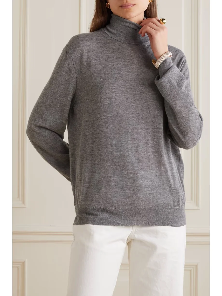 Plain Fine Knit Sweater Thin Lightweight Organic Cashmere Jumper Classic Turtle neck Knitwear Long Sleeve High Neck Top Mongolia Cashmere Jumper Women Pullover Winter minimal design