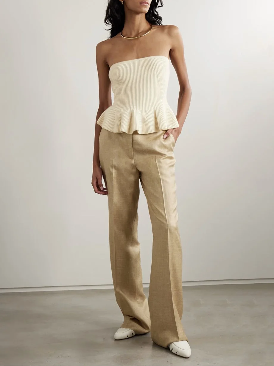 トップス Balloon peplum Knit tops laubeblanc Balloon peplum Knit  