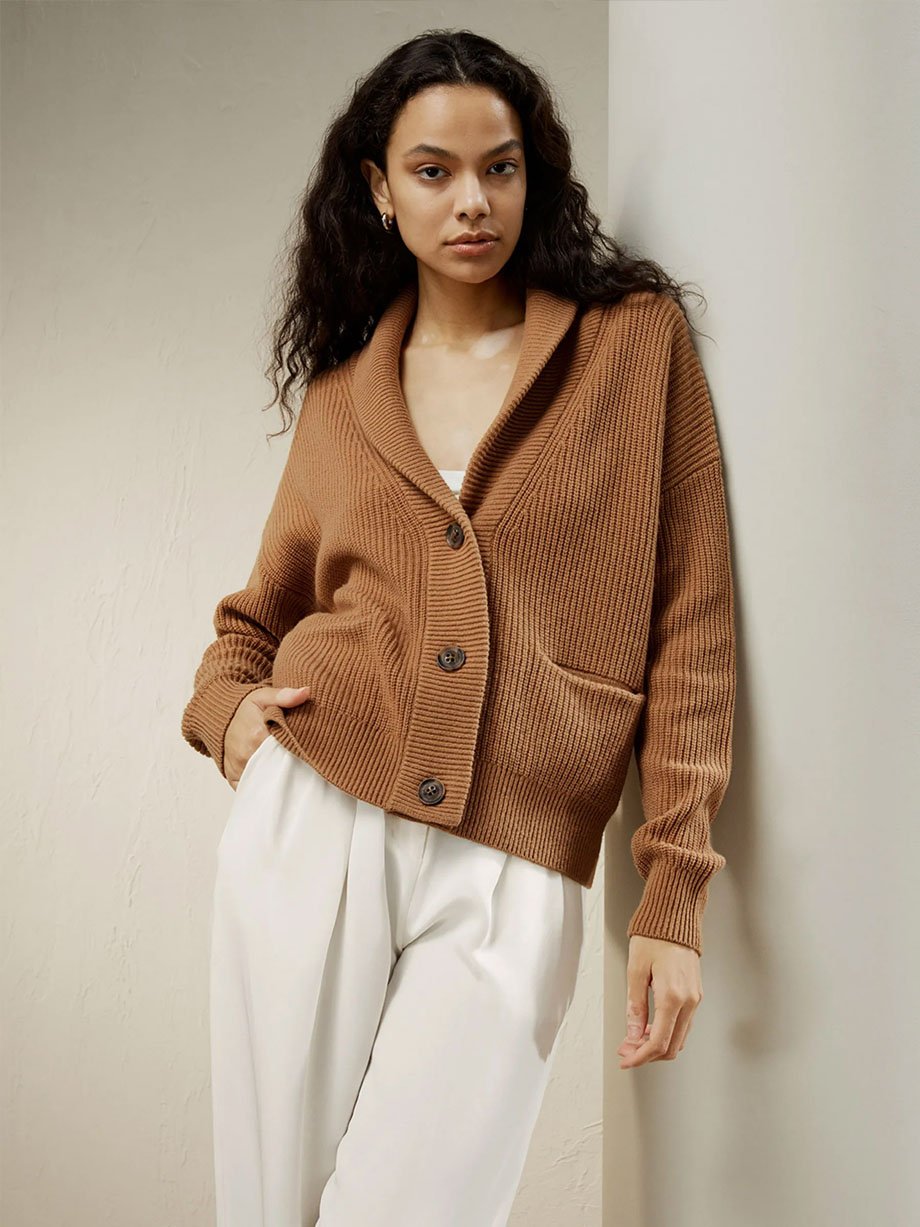 oversized shawl collar cardigan