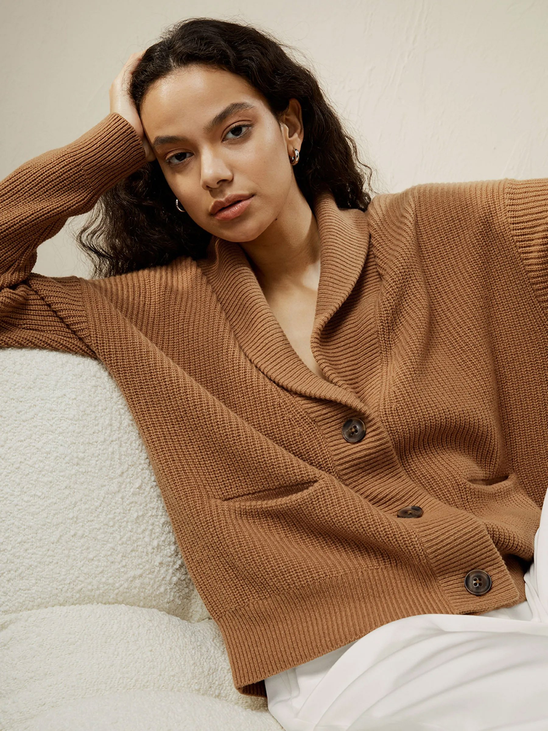 Knitwear Premium Quality Cardigan Fashionable Ribbed Sweater Everyday Casual Cardigan Street Style Knitwear Plush Winter Outerwear Snuggly Ribbed Pullover Effortless Chic Cardigan Soft
