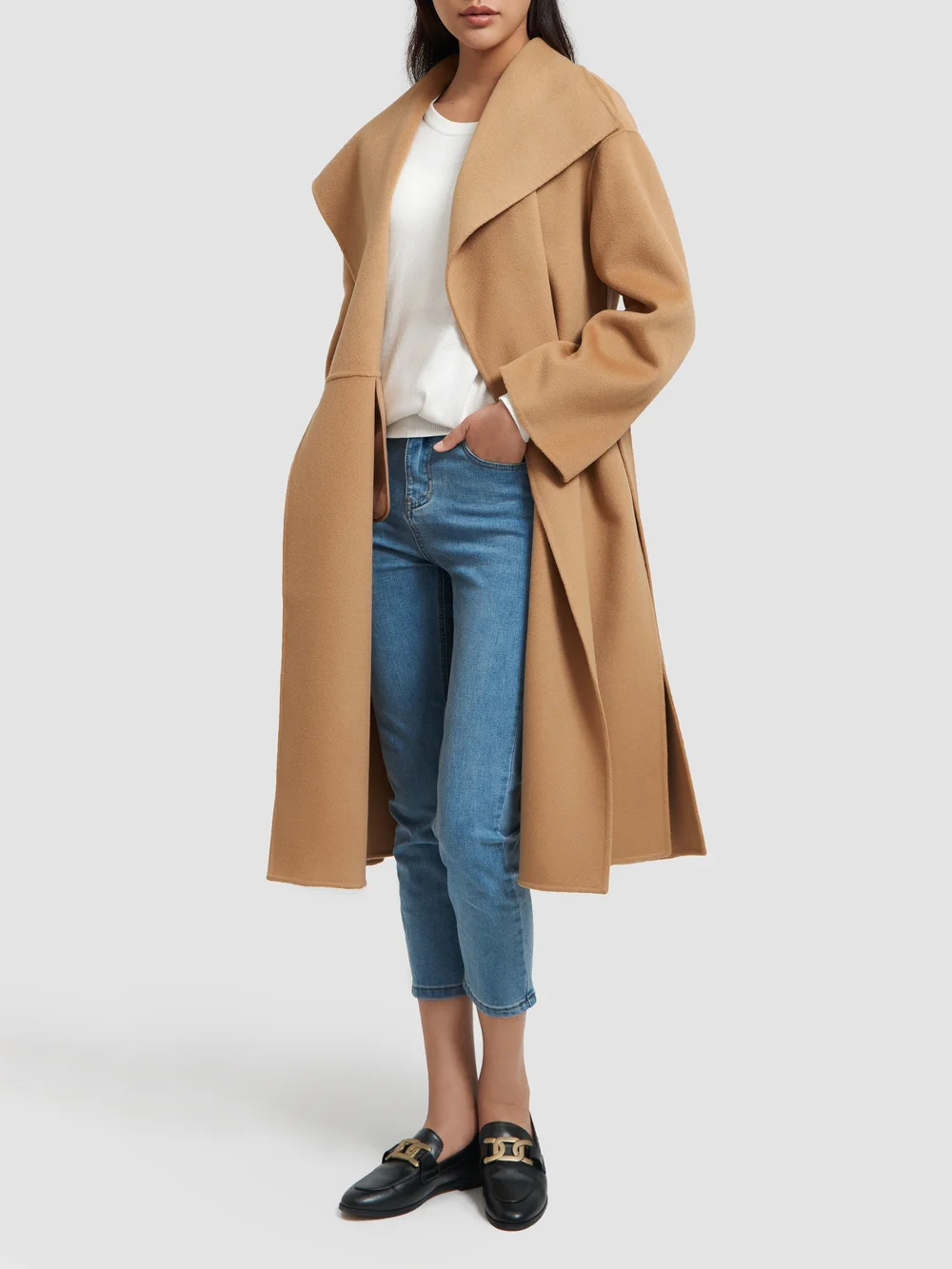 Mongolia Organic Cashmere Women Winter Classic Coat Fashion Outfit