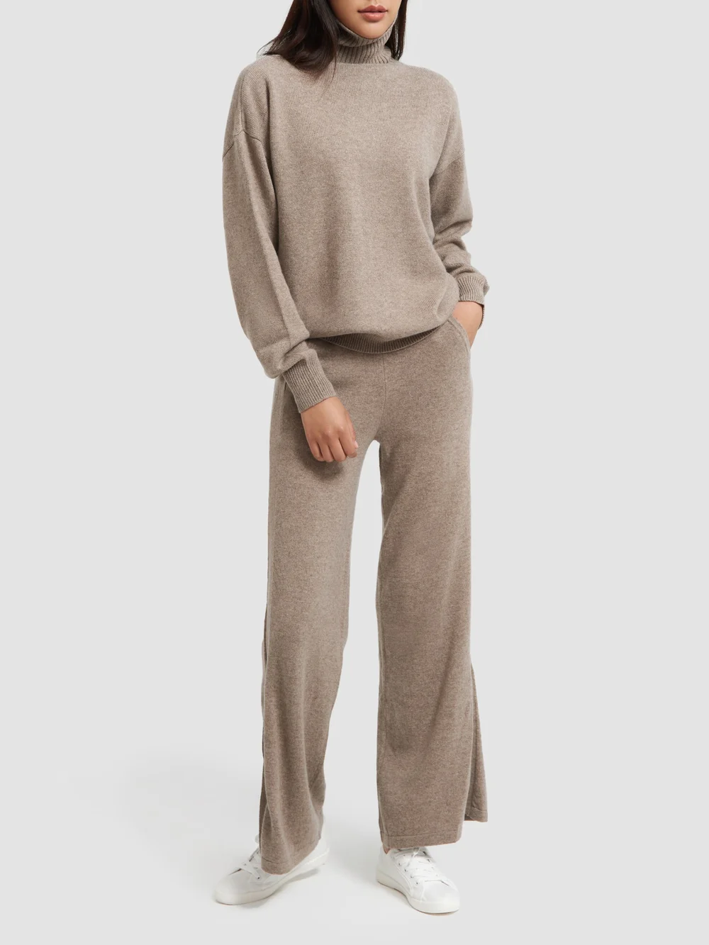 Sweater wide leg trousers knitwear pants High-waisted loungewear