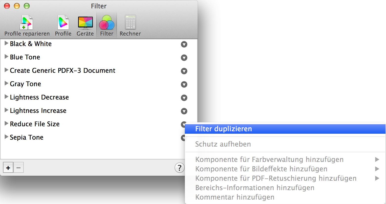 Duplizieren des System-Filters