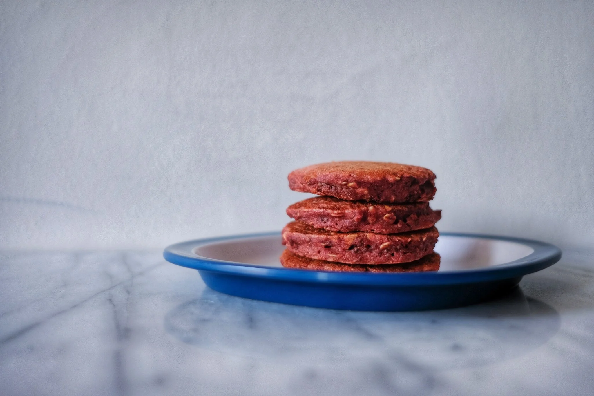 Healthy and Colorful Beet + Oat Pancakes