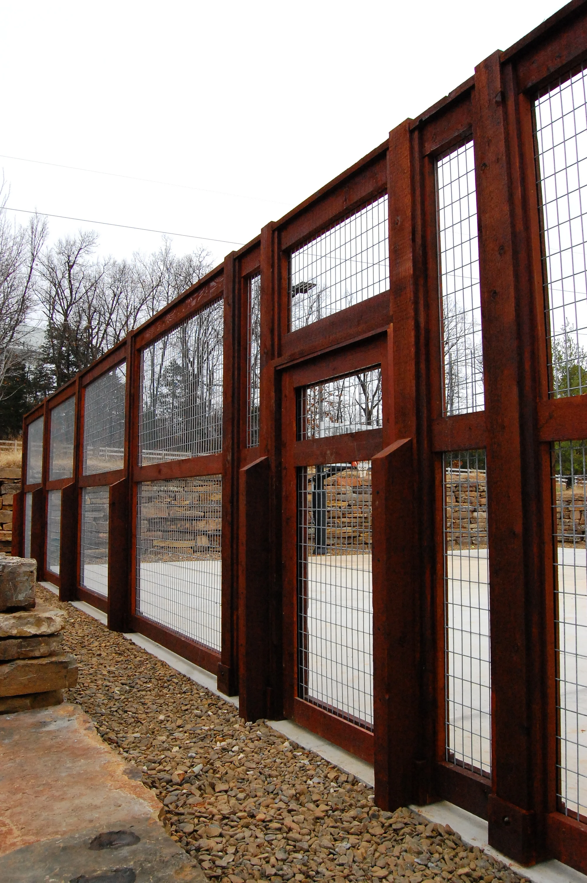 Cedar and Galvanized Panel Tennis Court Fence