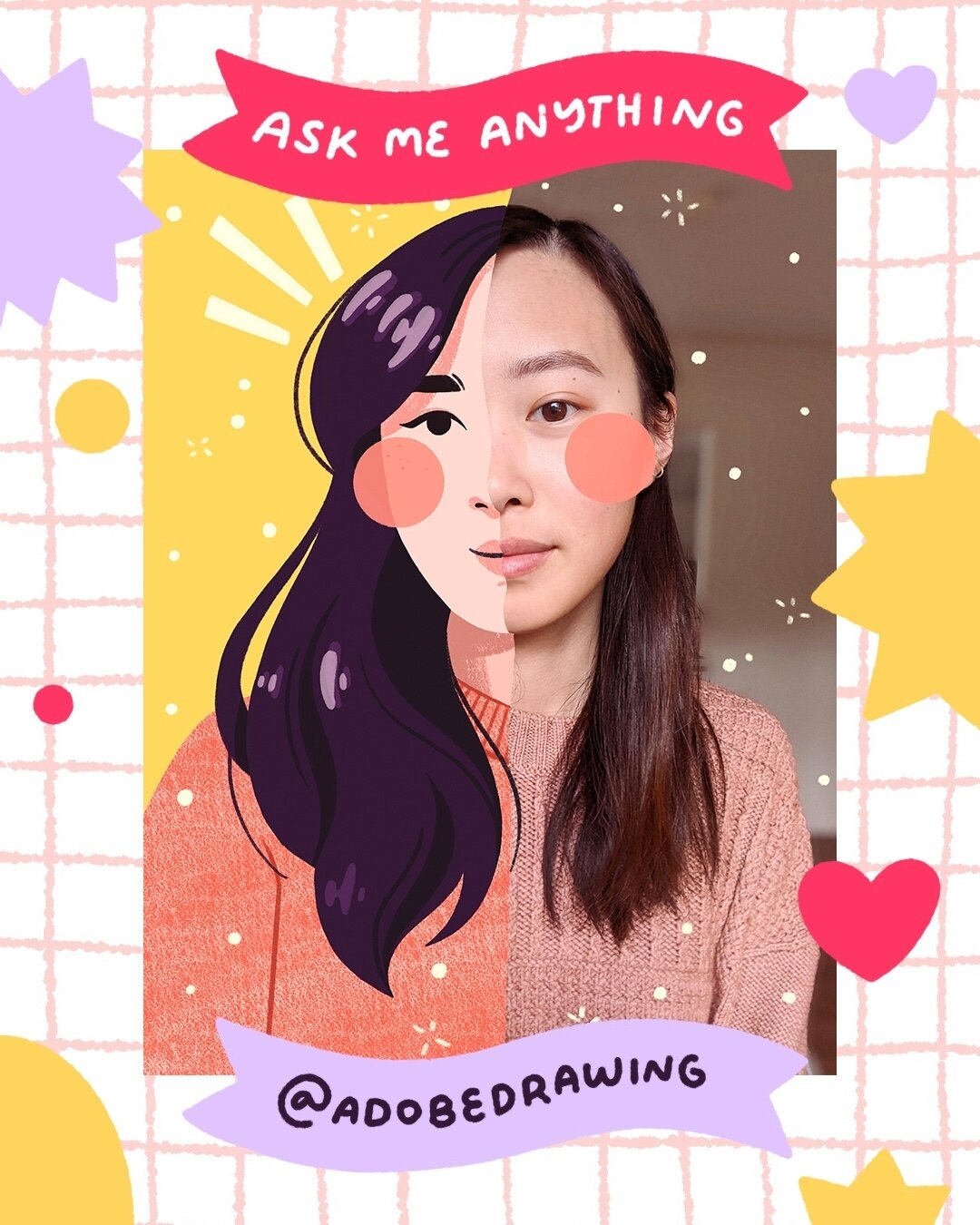 Hi friends! I&rsquo;ll be partnering up with @adobedrawing to do an Ask Me Anything~ ❓ Go check out their page and ask away! I&rsquo;ve also made a studio tour + sticker-making tutorial that will be up on their page. 🌟 #adobepartner