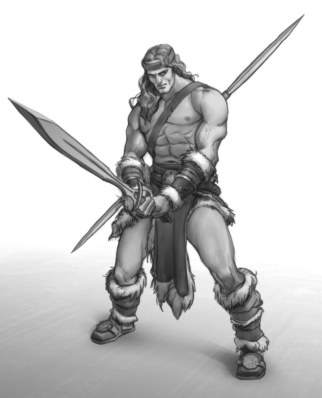 'Lodrak the Barbarian', done for Corn, CONspiracy 2020⁠
⁠
I feel like I need to explain that this is meant to be a sketch or so. 🤔 Although it is way more than a sketch (worked on it for hours, but less as a day):⁠
I love drawing RPG characters, but