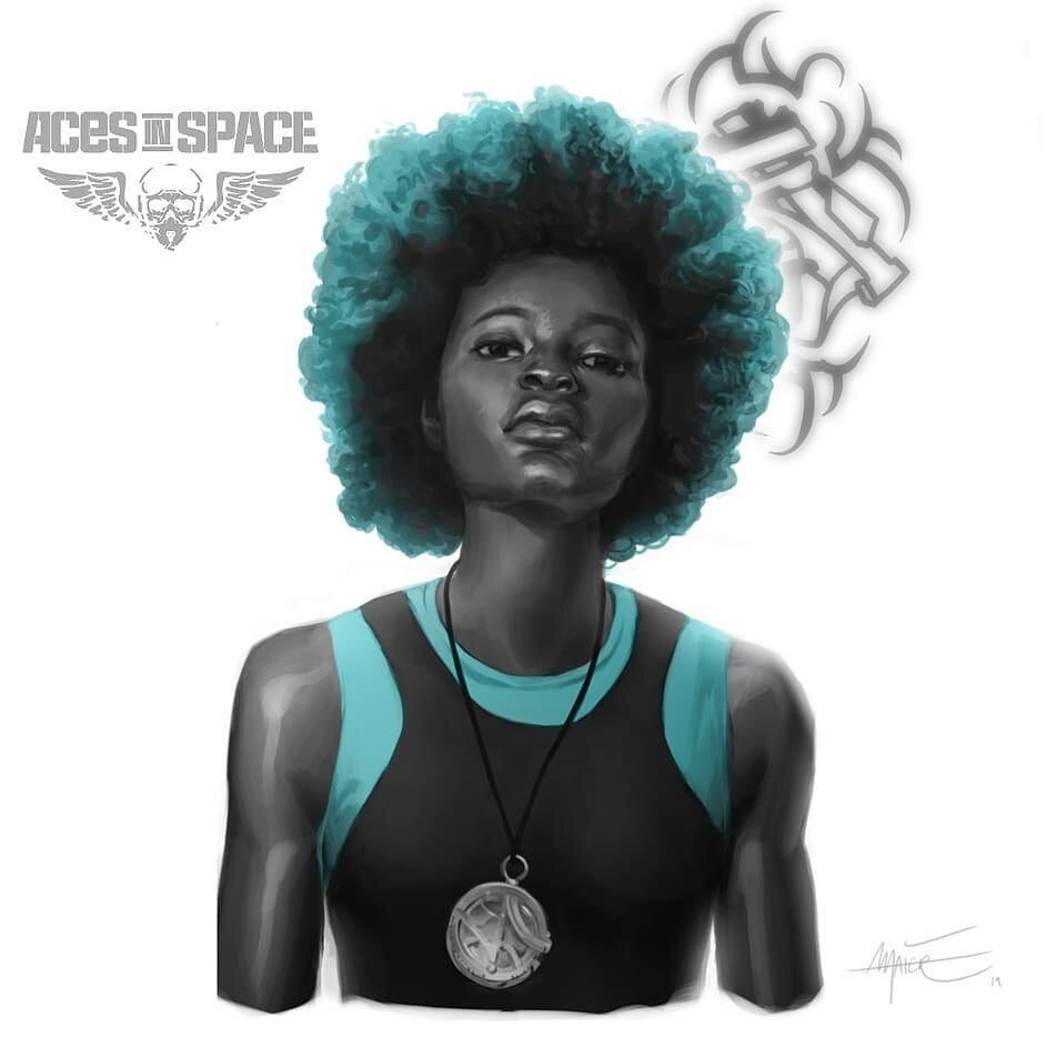 Hot Shot, Aces in Space, 2019

Strong women are one of my favorite subjects to paint. 💜

Another character for Fate's Aces in Space setting (#penandpaperroleplaying). 

#blackwoman #black #faterpg #acesinspace #portrait #blackportrait #digitalart #b