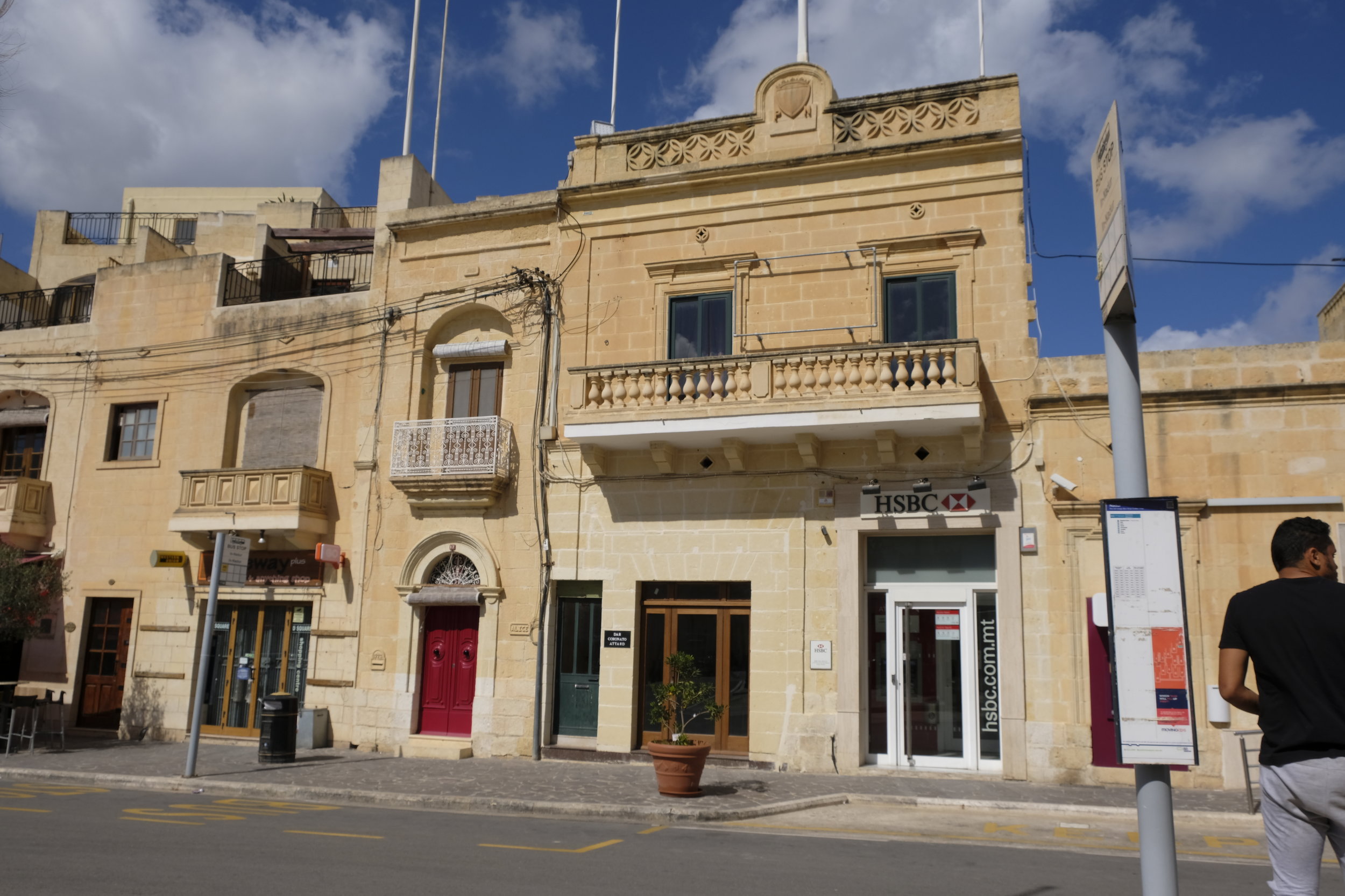 Traditional Gozo architecture, now also home to a bank