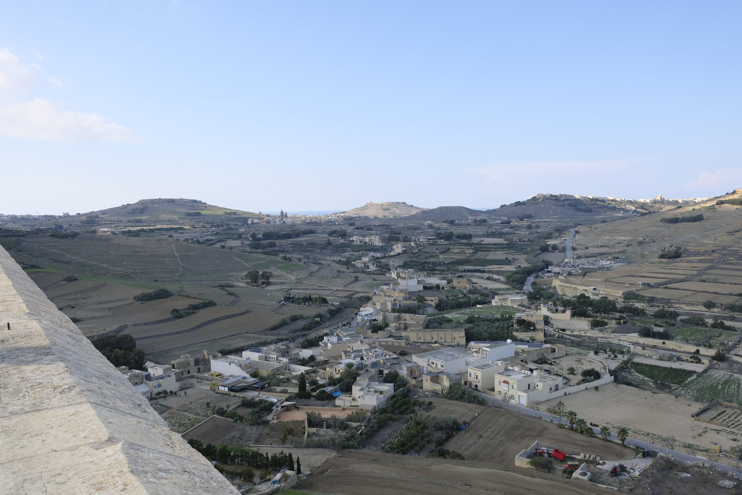 A view from Gozo's Cittadella, showing agricultural land in the foreground