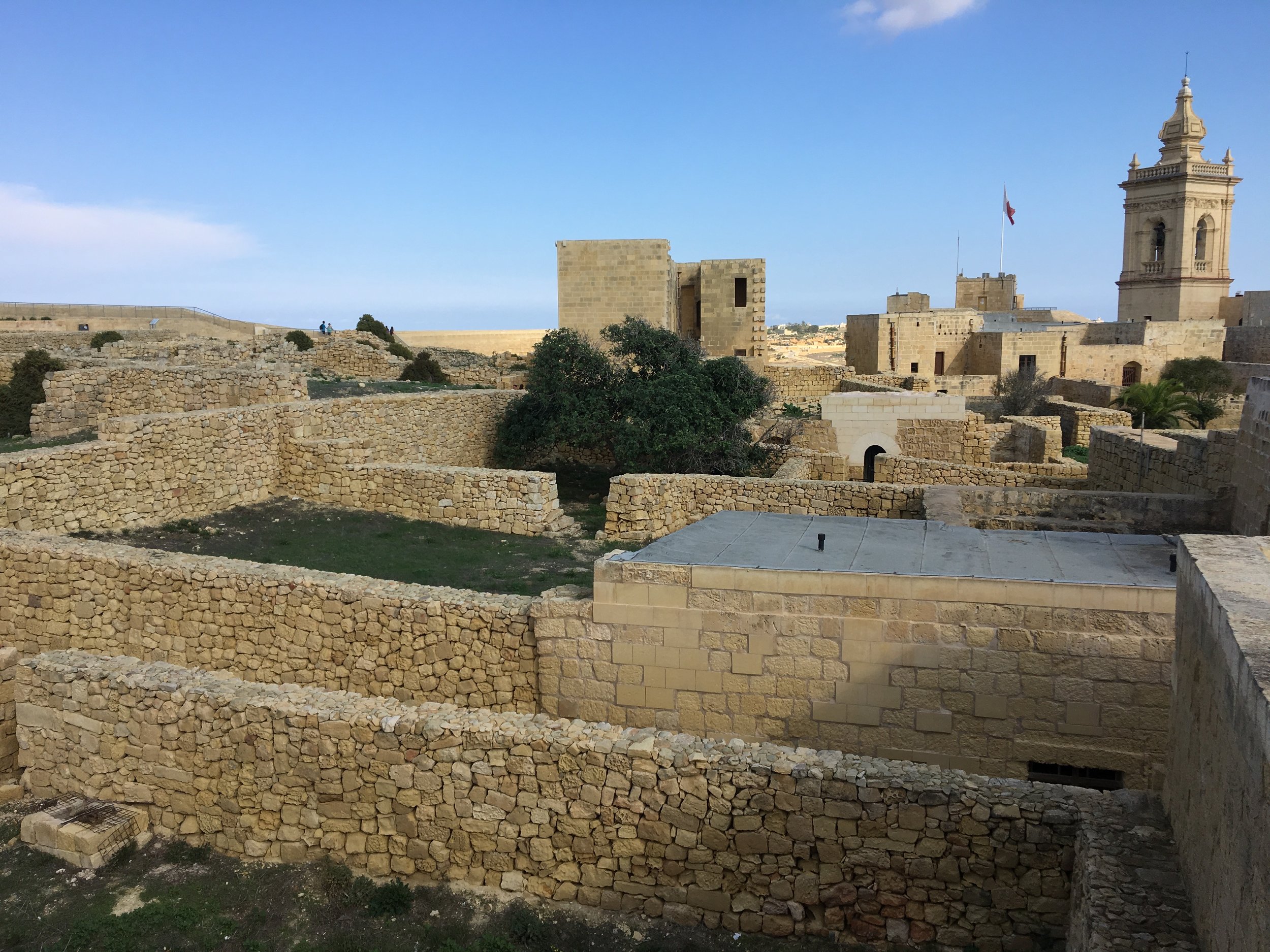 Stone walls at the top of Gozo's Cittadella