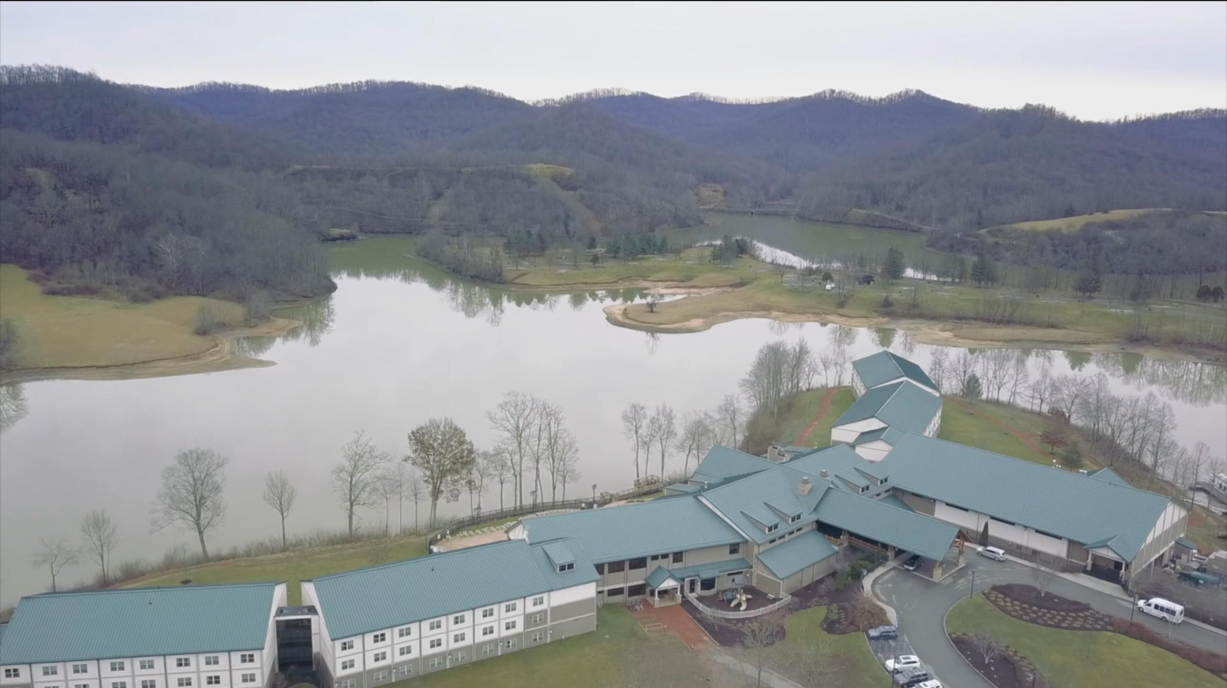 Drone Stonewall resort winter wedding west virginia
