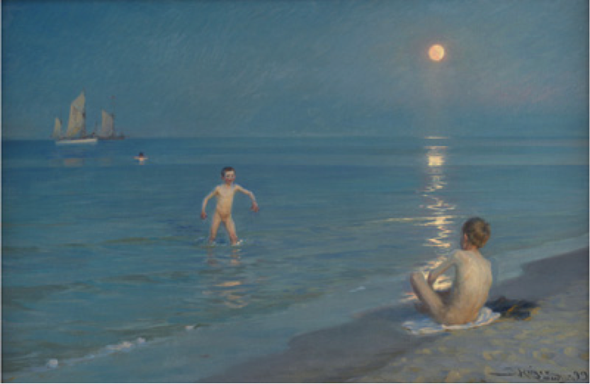 Peder Severin Krøyer, Badende drenge en sommeraften ved Skagens strand / Boys bathing on a summer