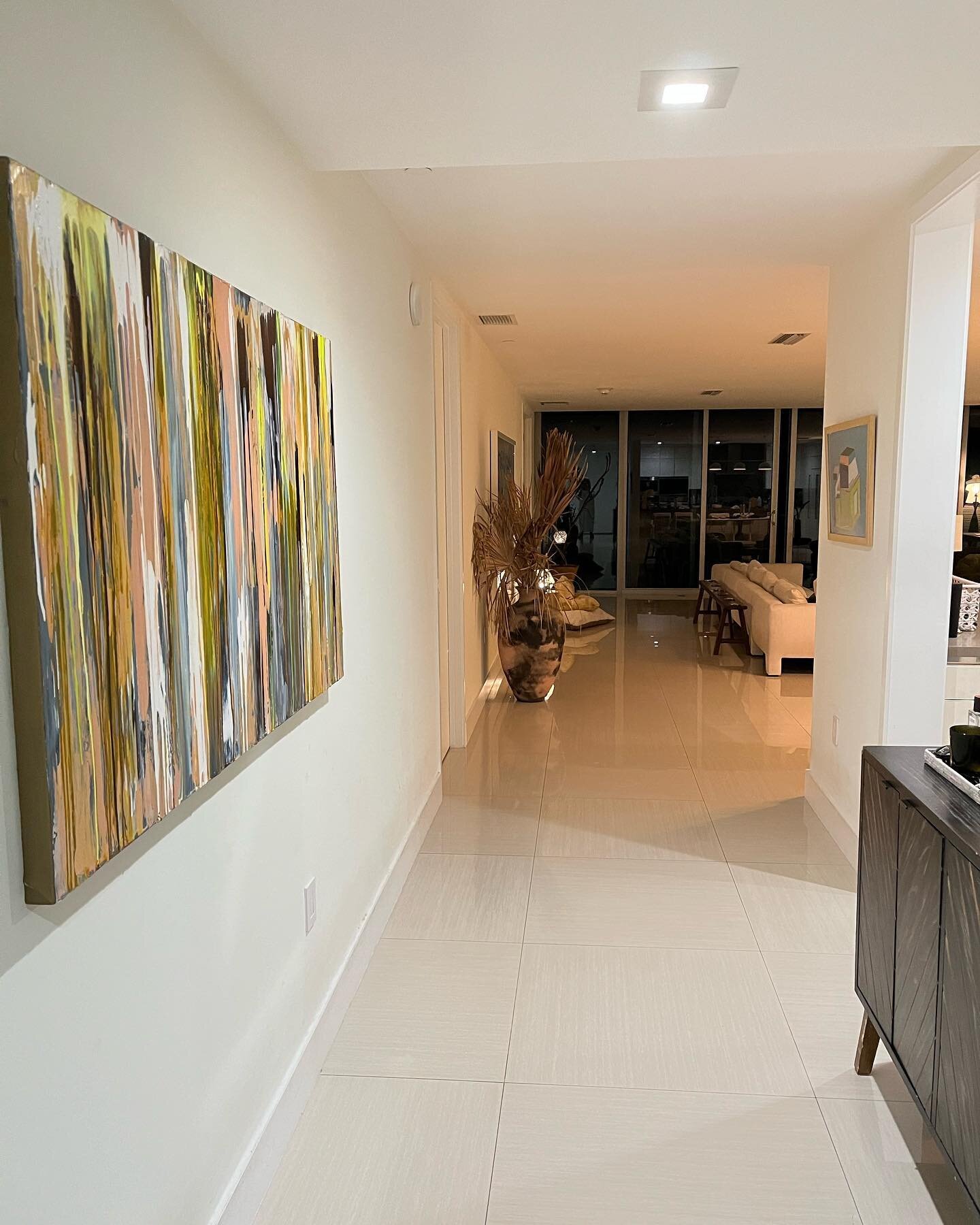 My painting called &ldquo;Natural Vibes&rdquo; 40&rdquo;x60&rdquo; in its new home in a &ldquo;pretty snazzy&rdquo;looking condo in Miami located right on the beach! Thanks @moshalundstrom for loving my painting so much!