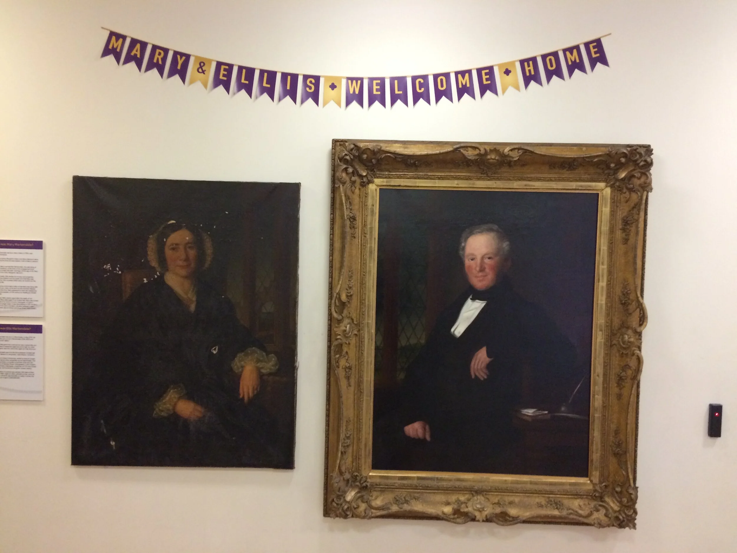 Portraits of Mary and Ellis Markendale (1850s) by unknown artist, Ordsall Hall, Salford 