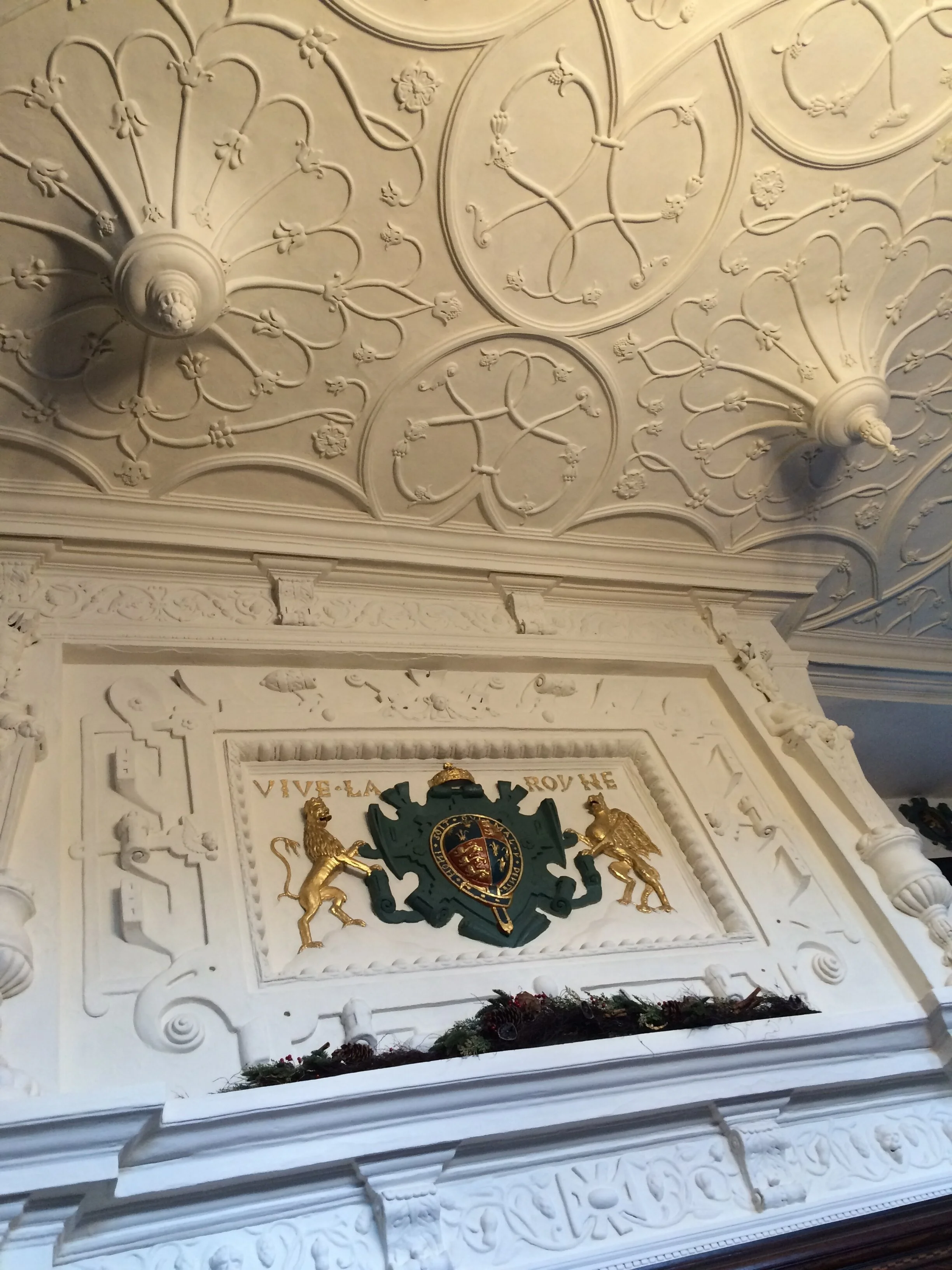Plaster ceiling and overmantel, Bramall Hall, Stockport