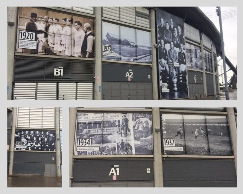 Archive photograph montage, Etihad Stadium, Manchester
