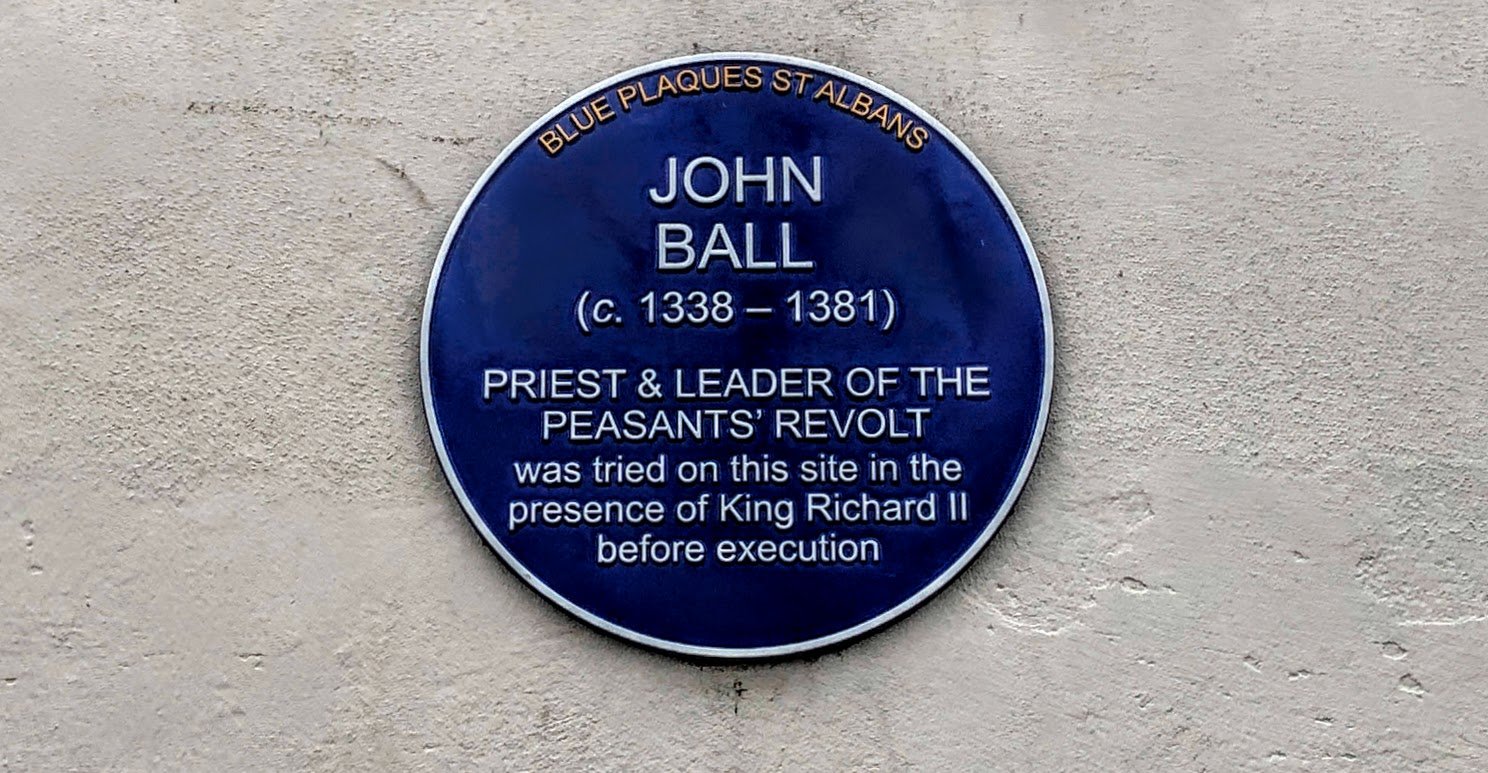 John Ball’s blue plaque, St Albans Museum and Art Gallery, Hertfordshire