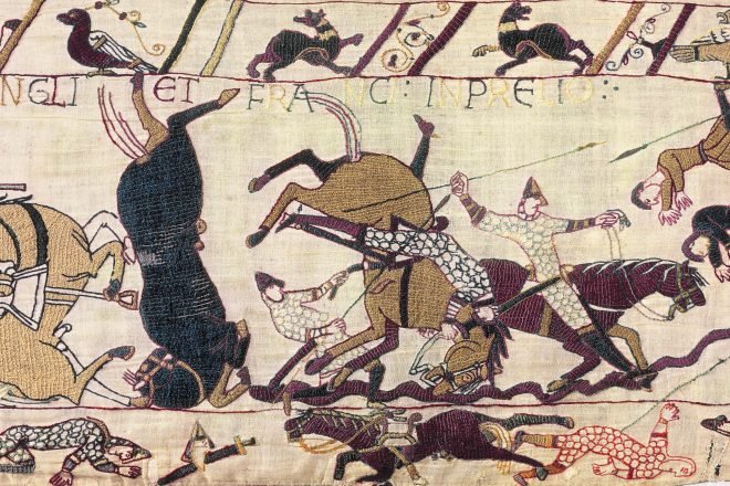 Battle of Hastings scene, Bayeux Museum, Normandy, France
