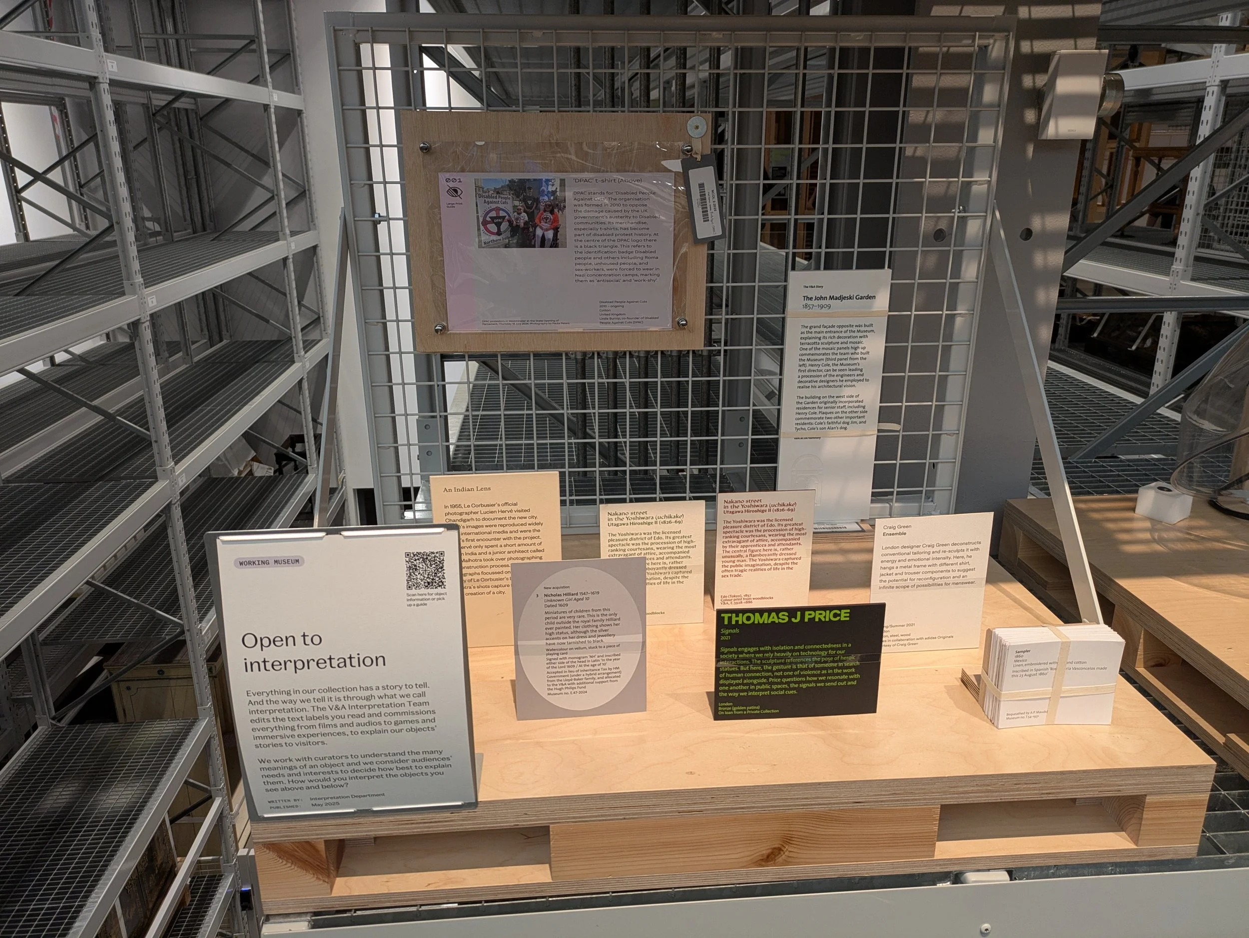 Interpretation labels, V&A East Storehouse, London