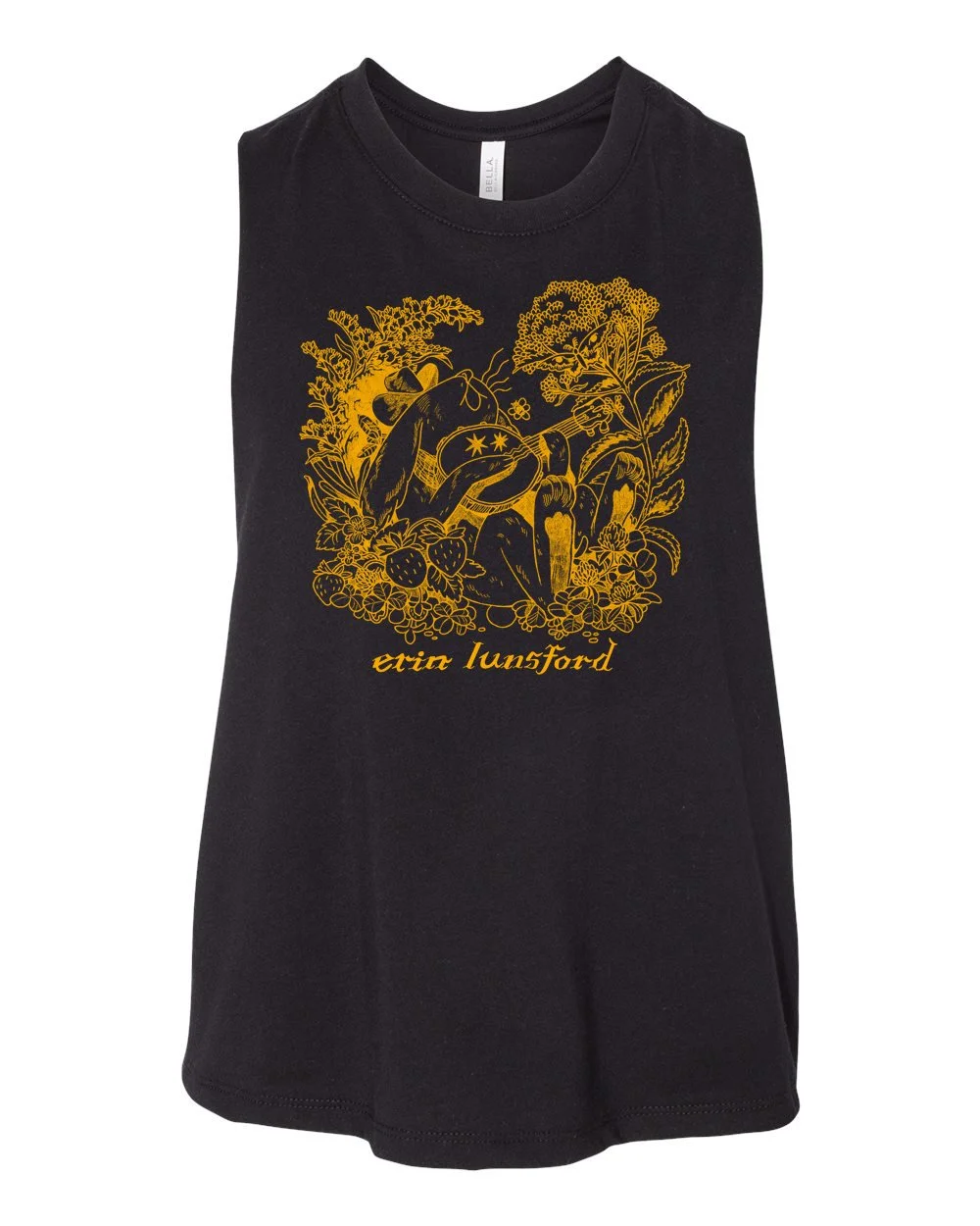 Banjo Bunny - Black Crop Tank w/ Golden print