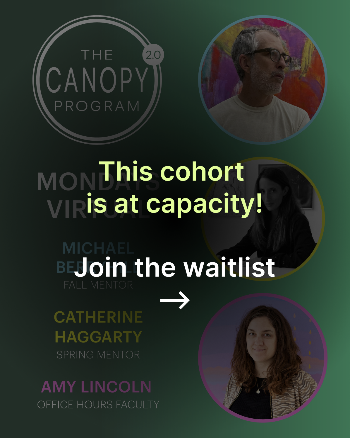 Canopy 2.0 Cohort with Michael Berryhill and Catherine Haggarty (Mondays Virtual)