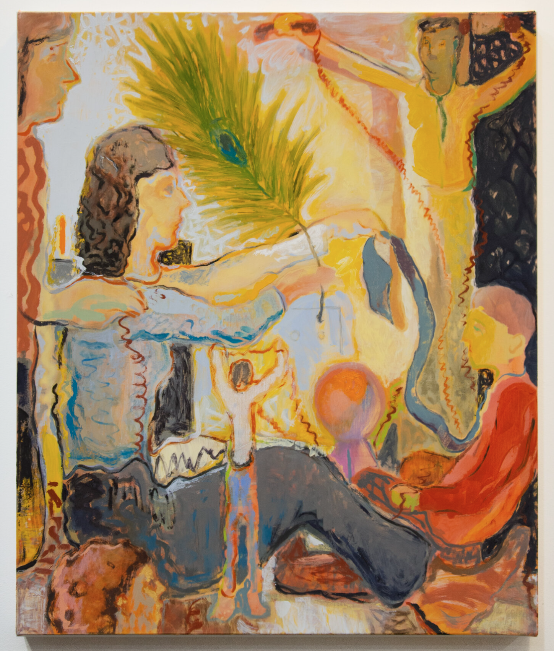 Sam Bornstein, "Psychic Hotline (Peacock Feather and LED Ball)," 2021
