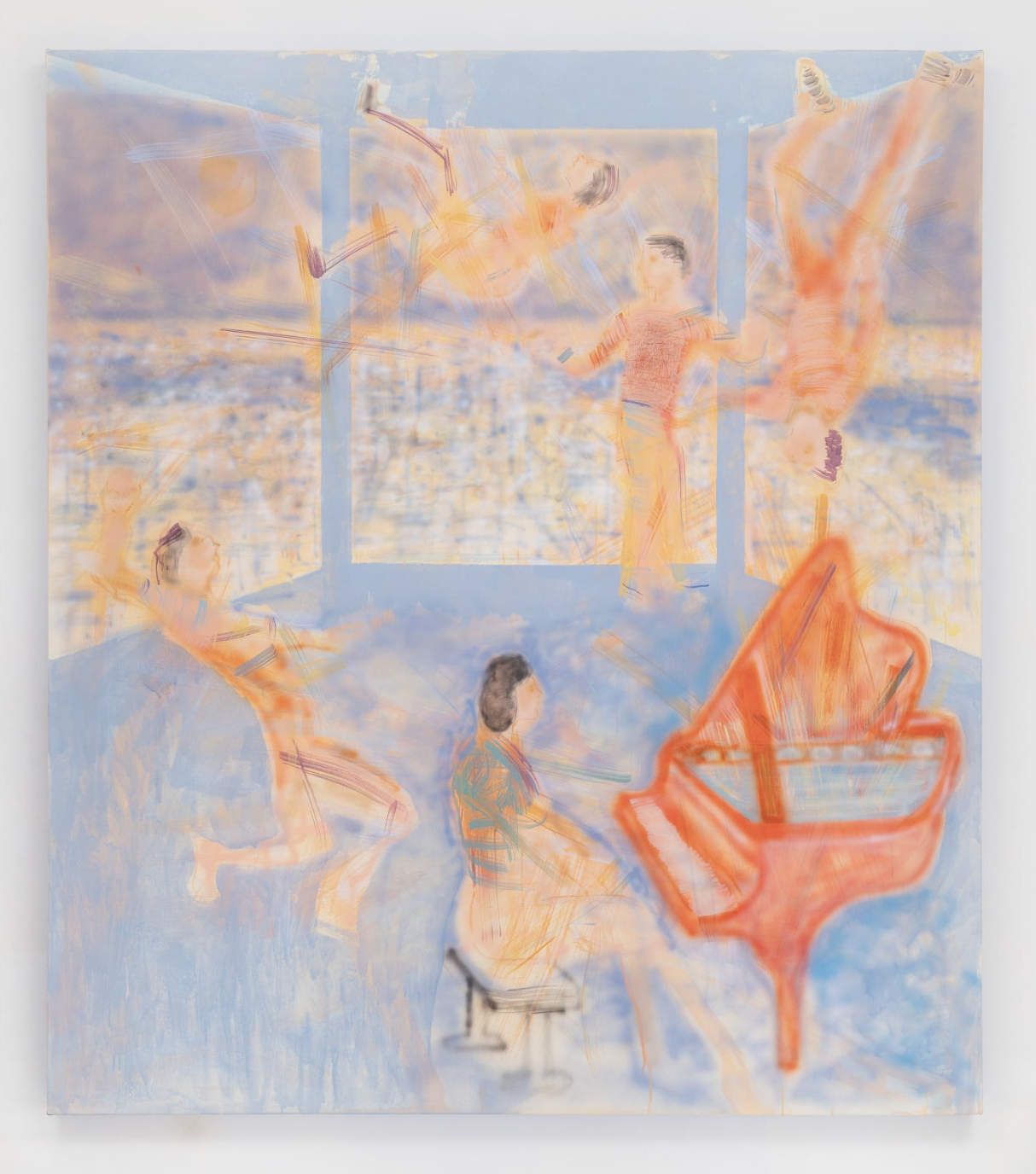 "Pandora’s Player Piano," 2022, oil, acrylic ink and airbrush on canvas, 68 x 60 inches (172.7 x 152.4 cm)