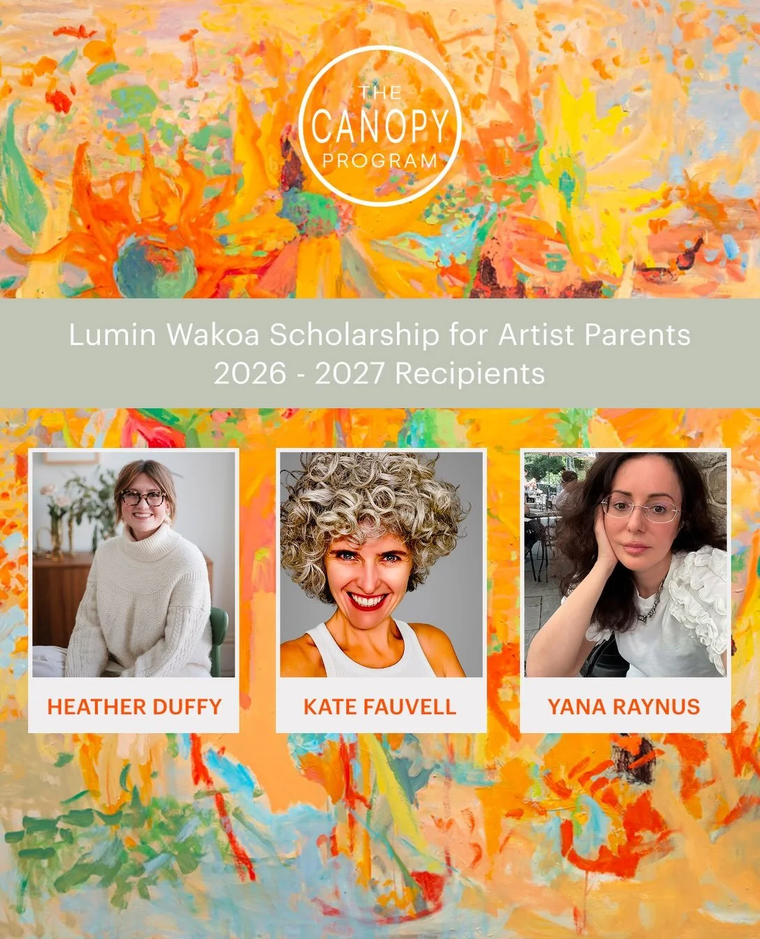🌟Congratulations to the three artists awarded the Lumin Wakoa Scholarship for Artist Parents for the 2026-2027 year of The Canopy Program! @the_canopy_program_ 🌳⚡️🎨
⠀⠀⠀⠀⠀⠀⠀⠀⠀
💛⭐️It is with deep respect for Lumin Wakoa&rsquo;s ( @luminw ) artistic