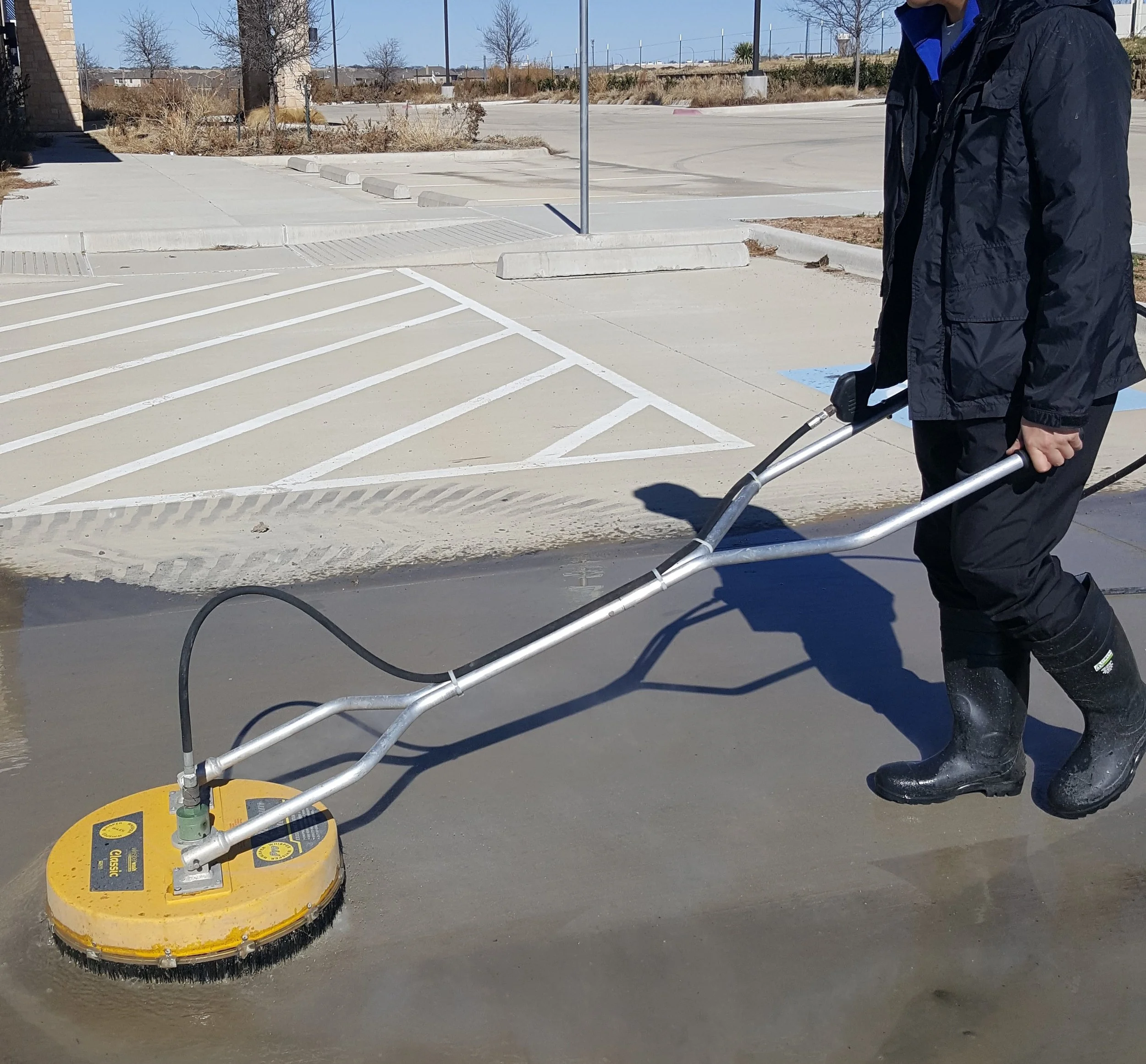 Commercial Concrete Cleaning With Hot Water