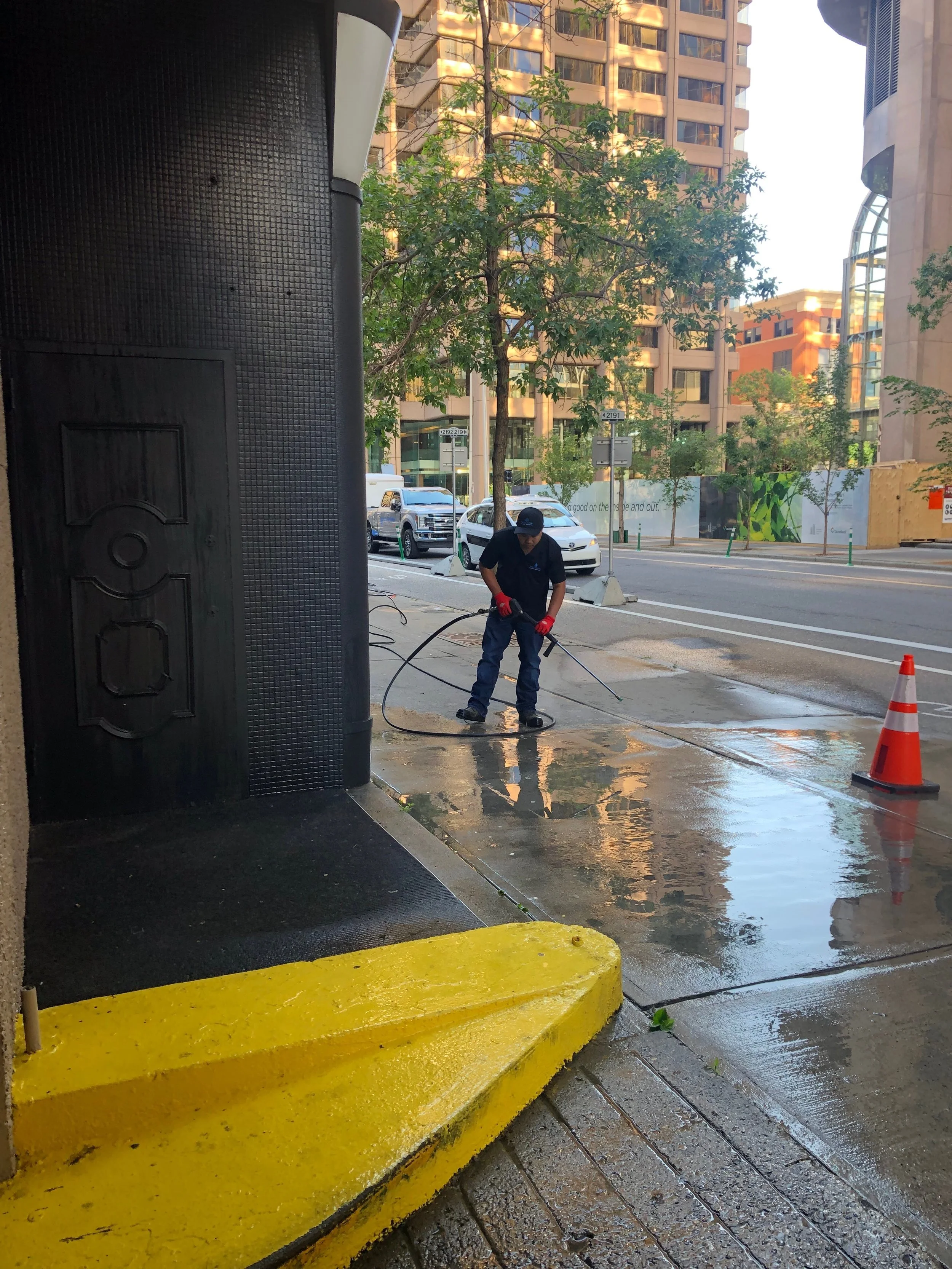 Commercial Concrete Gum Removal Using Our Hot Water System