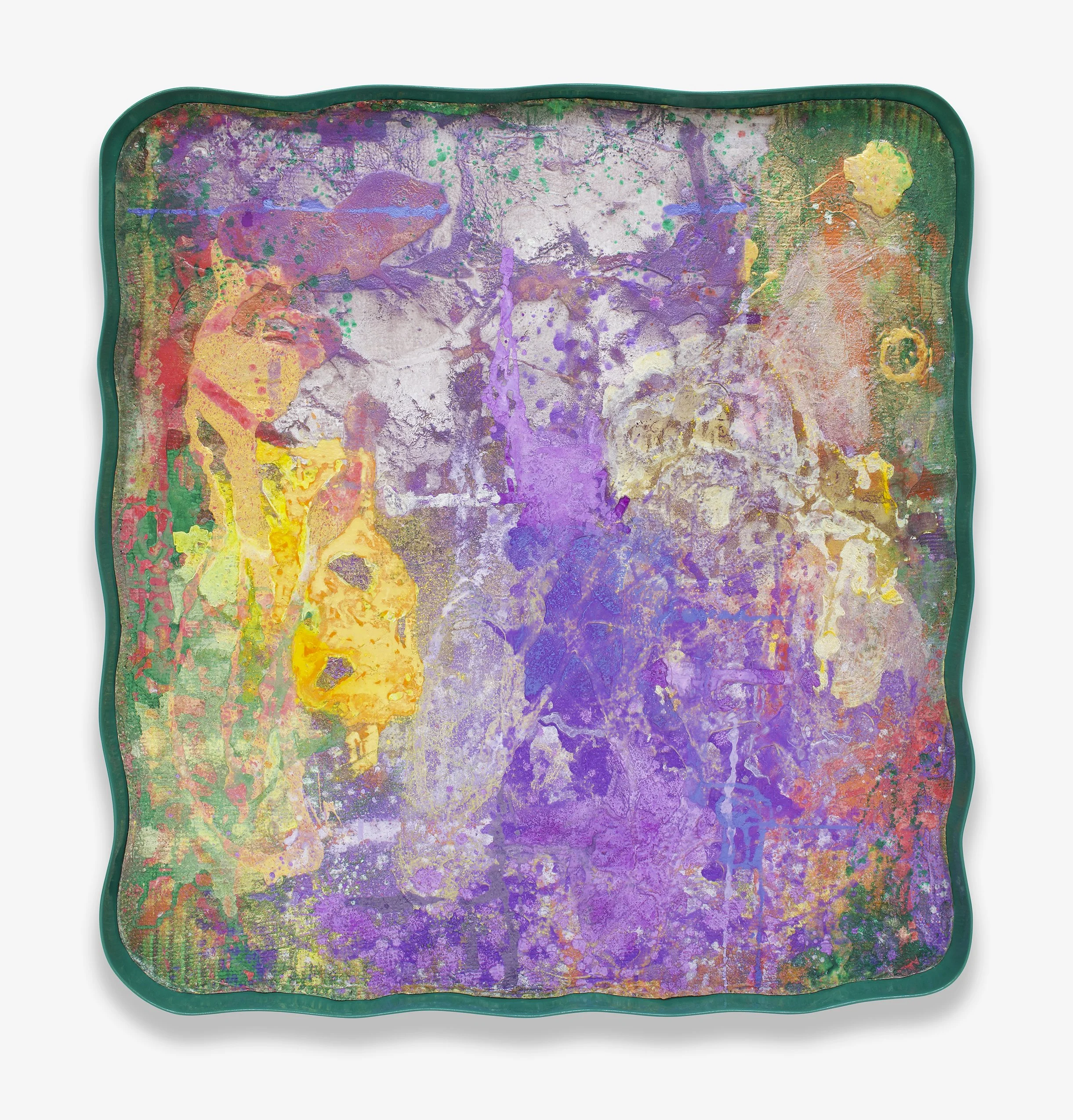 Align  / 2025 / Acrylic, fabric, plaster, mica, sand, and epoxy on extruded polystyrene / 61 x 58 x 3 1⁄4 inches (154.9 x 147.3 x 8.3 cm)
