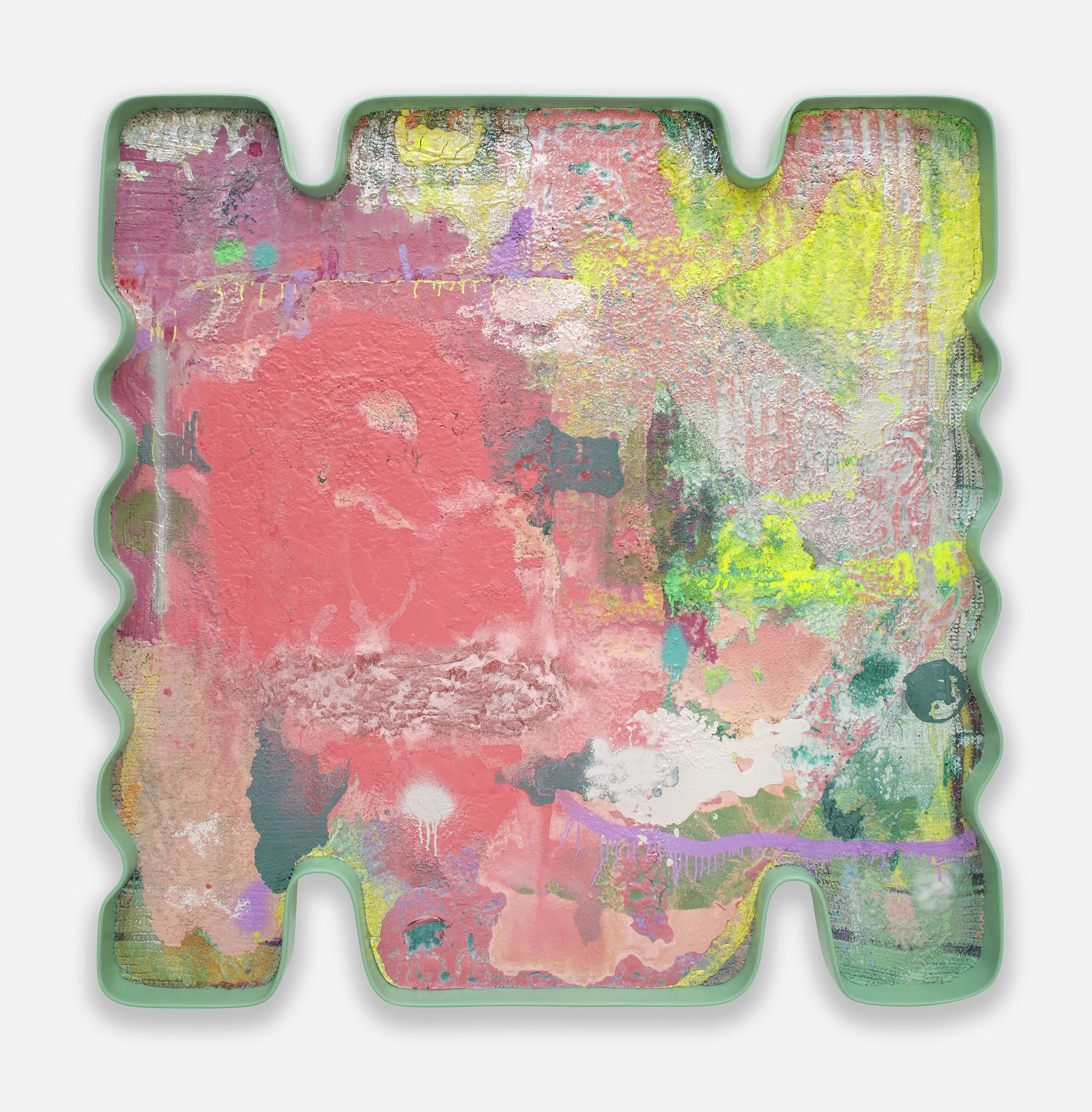   Taux  / 2026 / Mixed media, and epoxy on extruded polystyrene / 66 x 65 1/2  x 3 1/4 inches (167.6 x 166.4 x 8.3 cm) 