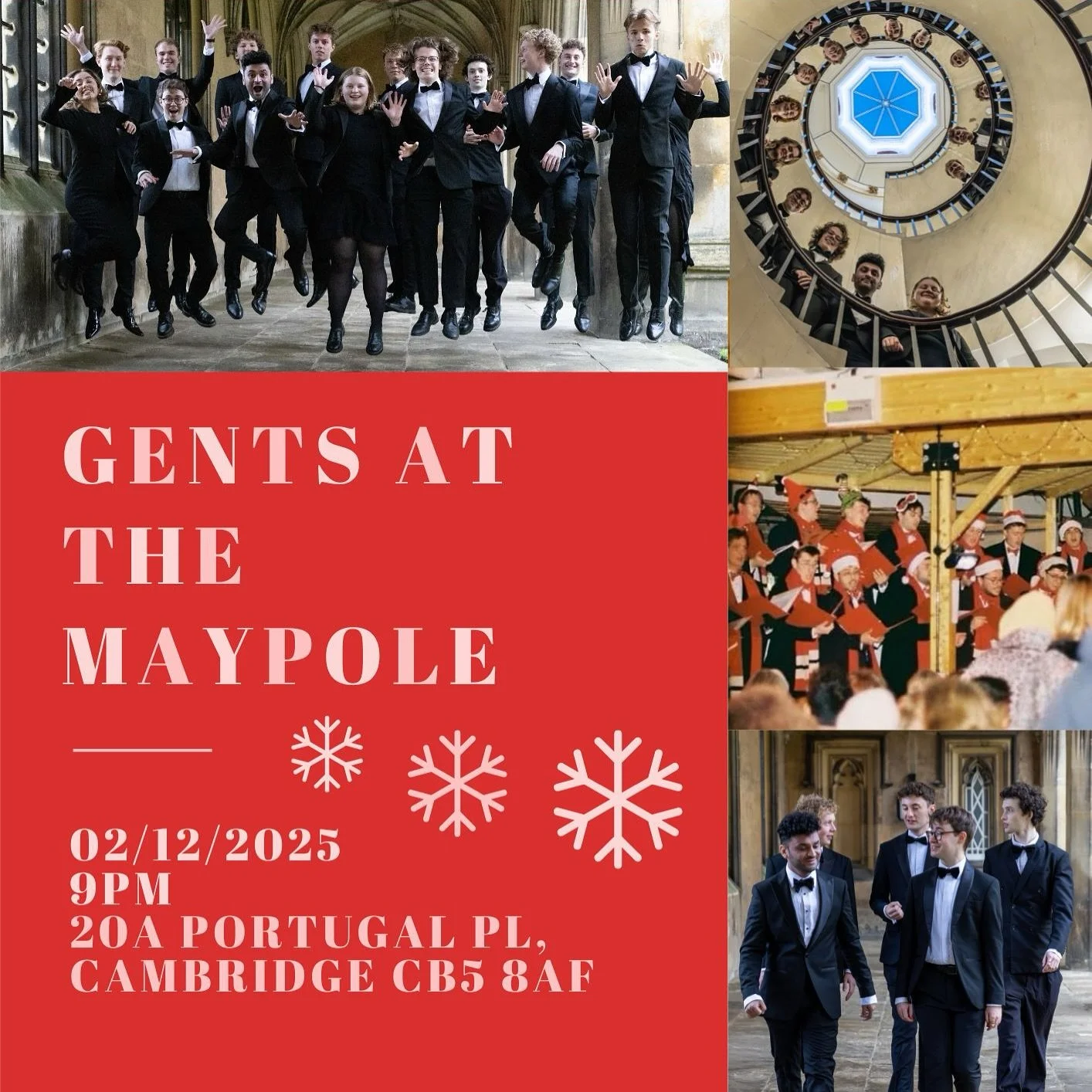 🎄 2ND OF DECEMBER 2025 🎄

The quintessential Bridgemas celebration returns! Featuring an array of classic Gents arrangements of beloved festive tunes, come along to the Maypole at 9pm for warmth, hilarity, and heaps of Bridgemas cheer.