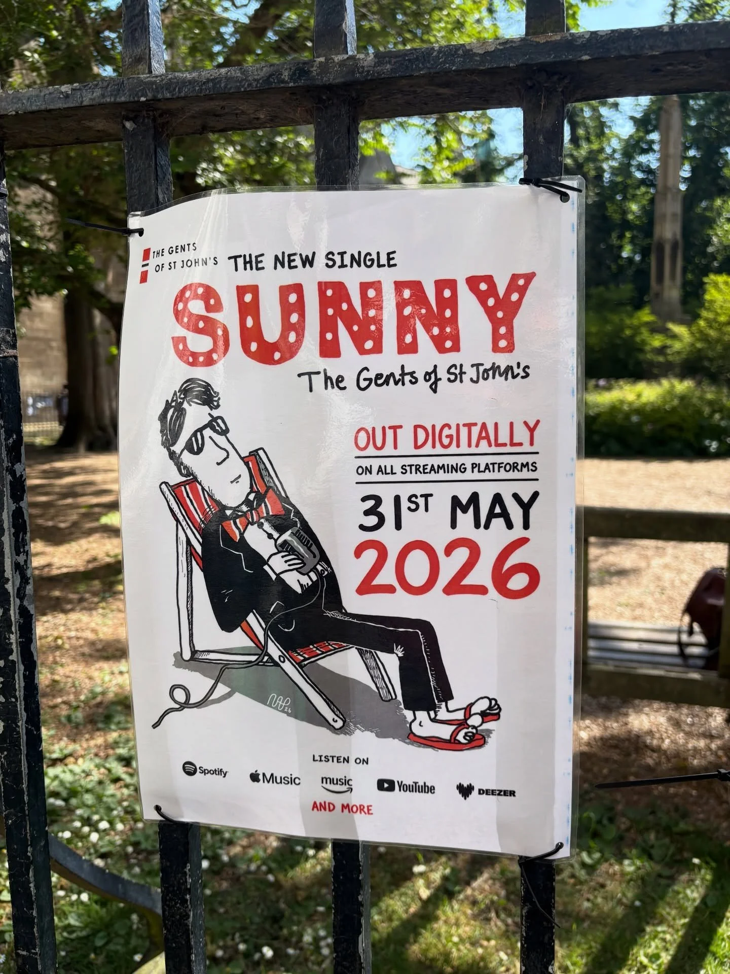 Less than a week until the release of SUNNY! ☀️🕶️ Posters are going up around Cambridge - keep an eye out for them in the next few days, and you might spot an even more exciting poster on the streets next week&hellip; 👀

🖌️: @spigmite 

#gentsofst