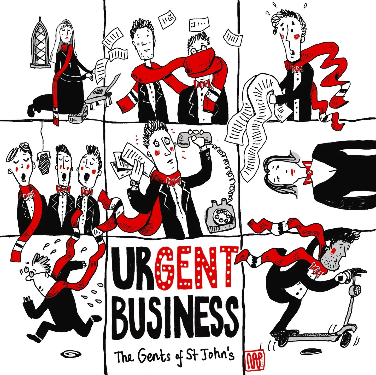 ALBUM ANNOUNCEMENT ‼️🔴⚪️⚫️

URGENT BUSINESS, the NEW ALBUM from The Gents of St John&rsquo;s, will be released on all streaming platforms on the 19TH OF JUNE! Here is its brilliant cover, designed by the amazing @spigmite. Featuring 13 original arra