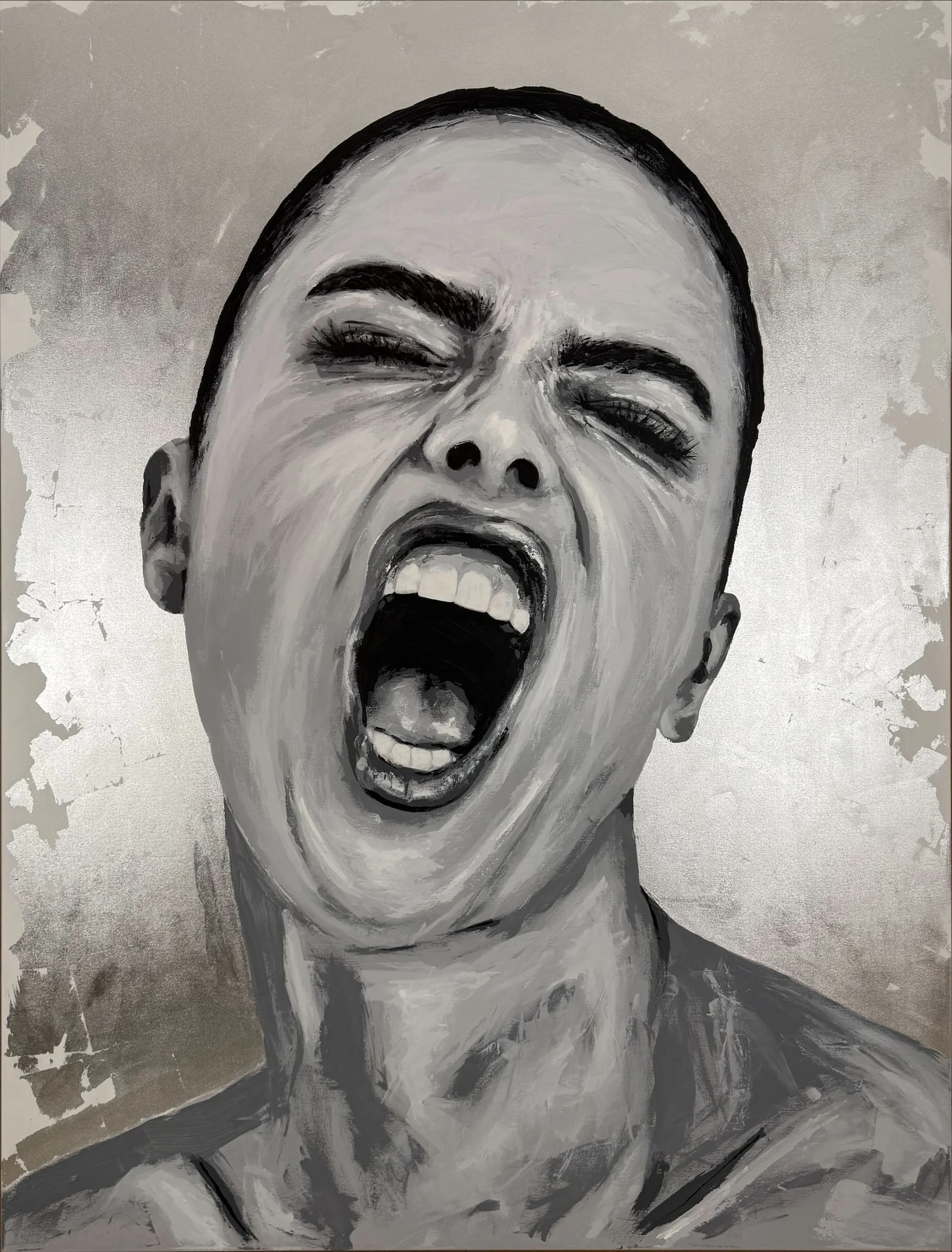 Eye of the Tiger

 

 160 x 210 Acrylic and silver leaf on canvas, 2025 