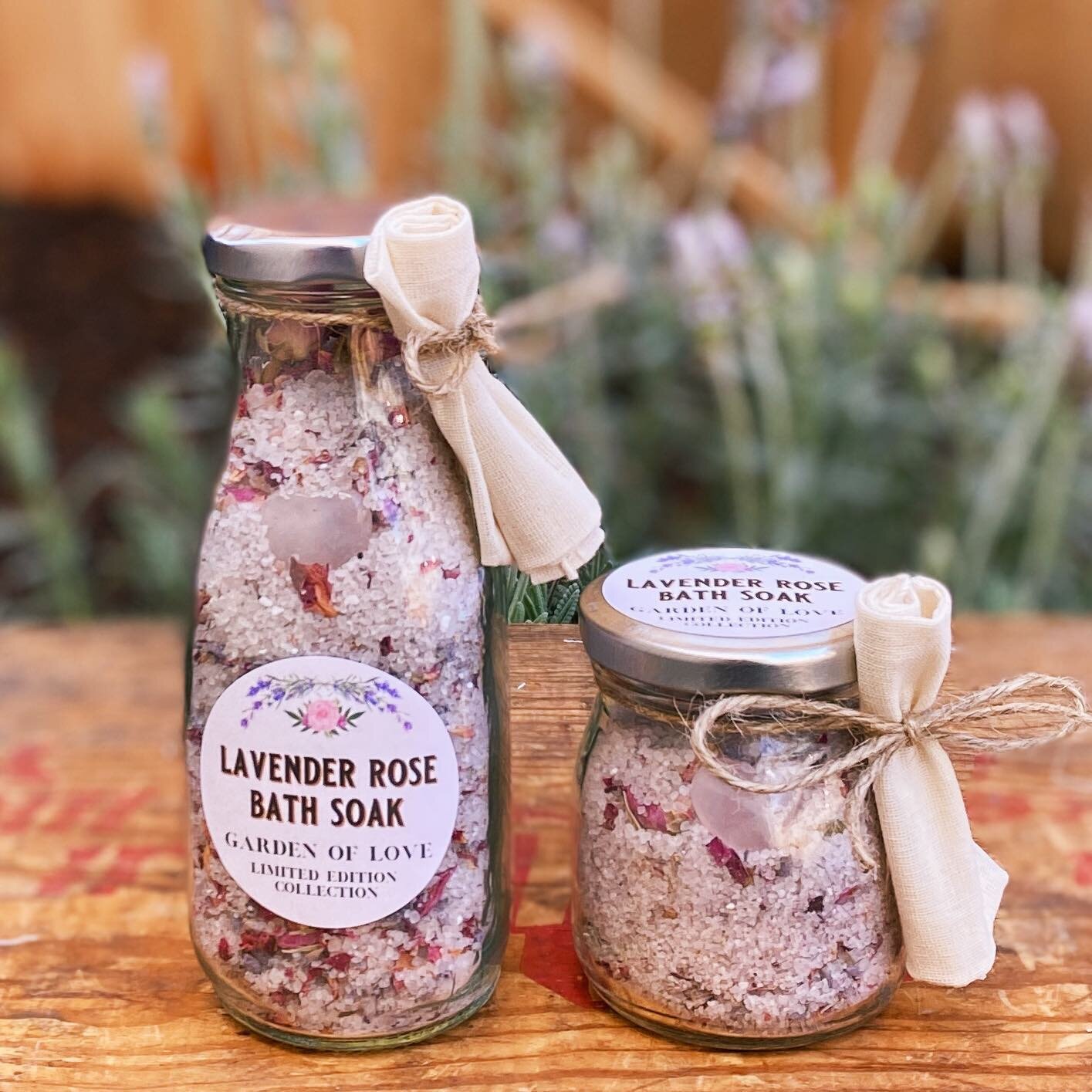 It&rsquo;s Love season and we&rsquo;ve made a new, limited edition Lavender Rose Bath Soak for you or the ones you love!
Our Garden of Love Bath Soak contains Dead Sea salt, pink Himalayan salt, rose petals, locally grown lavender buds from our frien