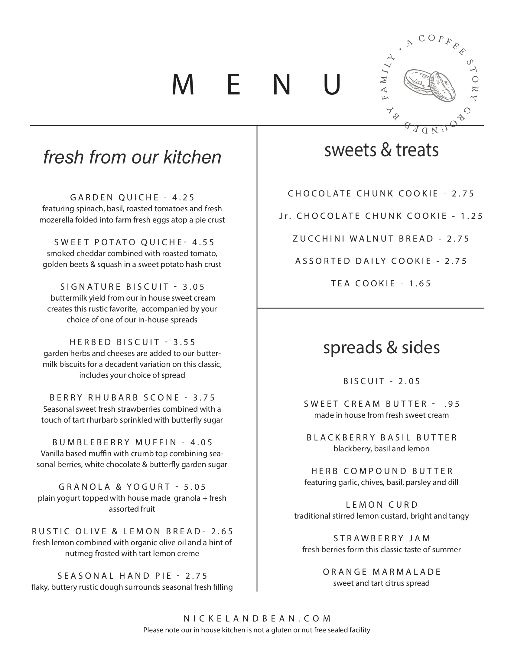 Everyday Menu — Nickel & Bean