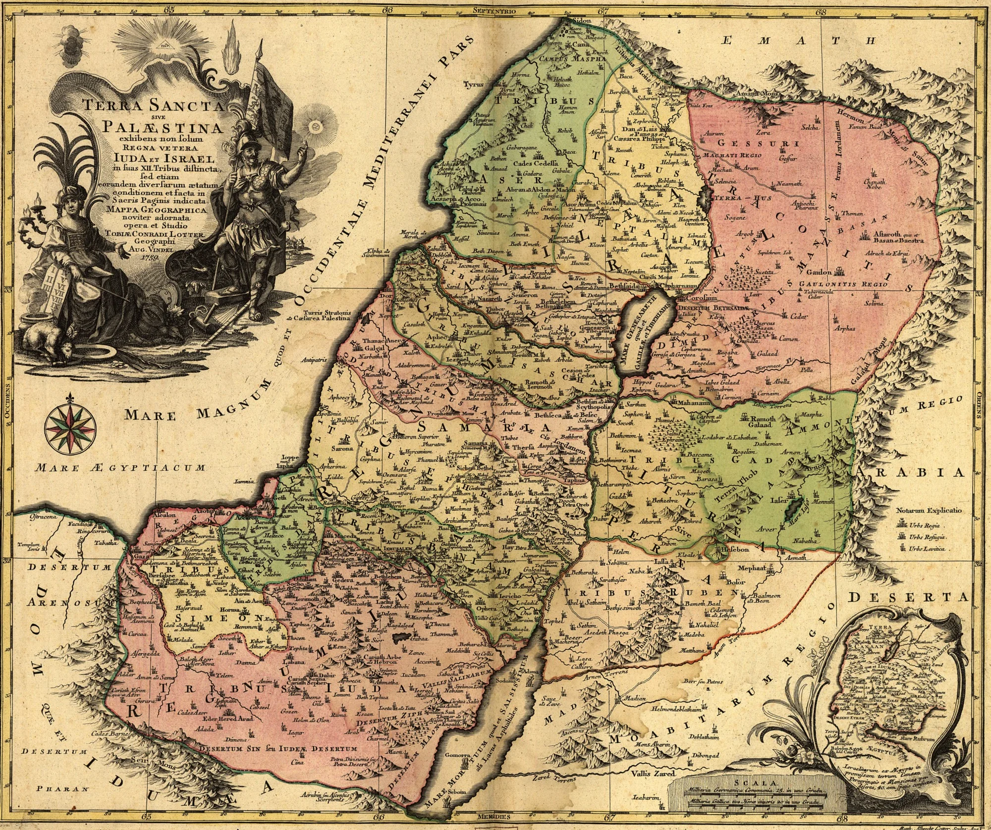 1759 map of the tribal allotments of Israel