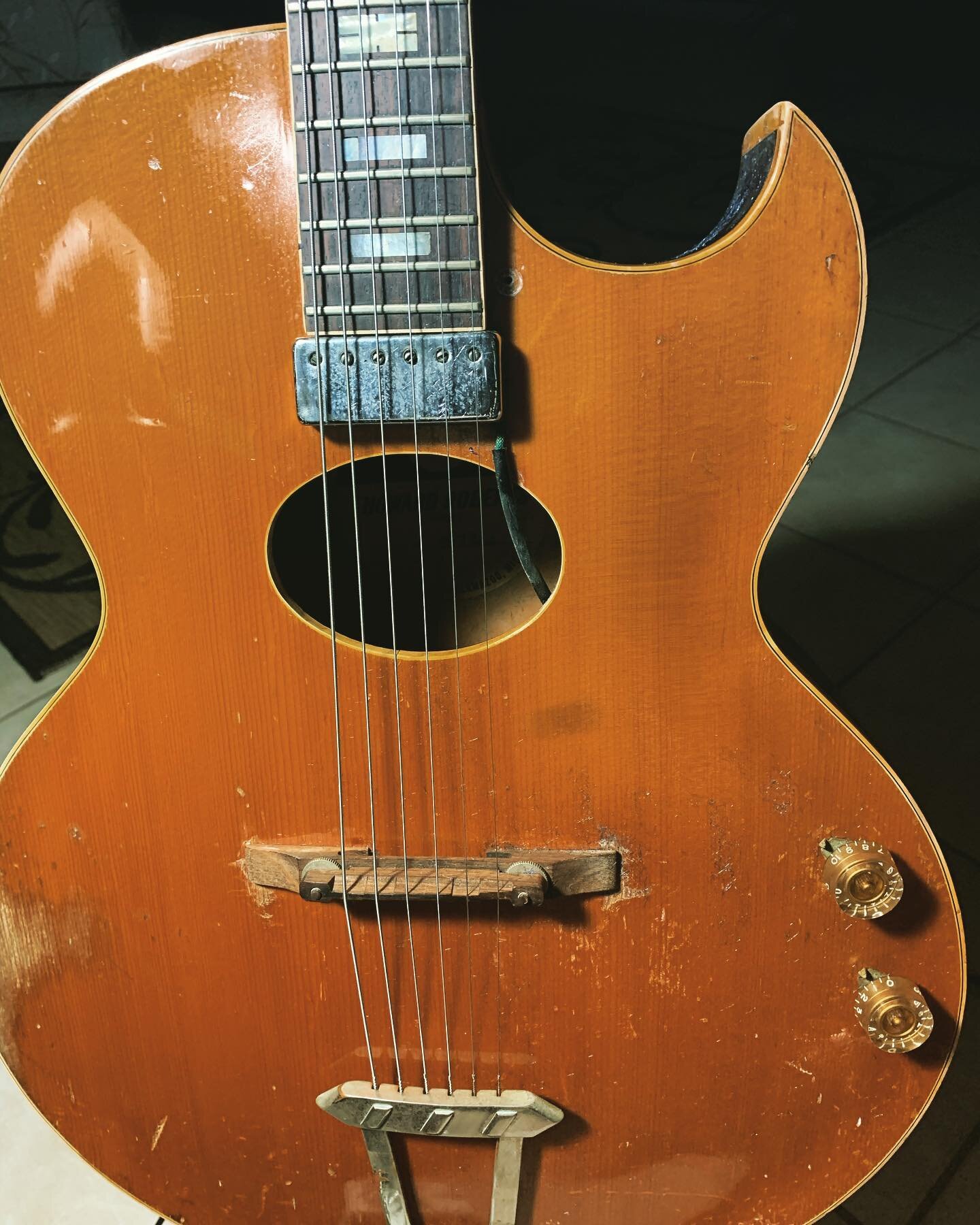 Look what just came into the Godfather Guitars shop for some restoration work.  It&rsquo;s a 1966 Epiphone Howard Roberts archtop with a sound hole vs f-holes.  Vintage restorations is just one of the services we provide.  Have a old favorite that ne