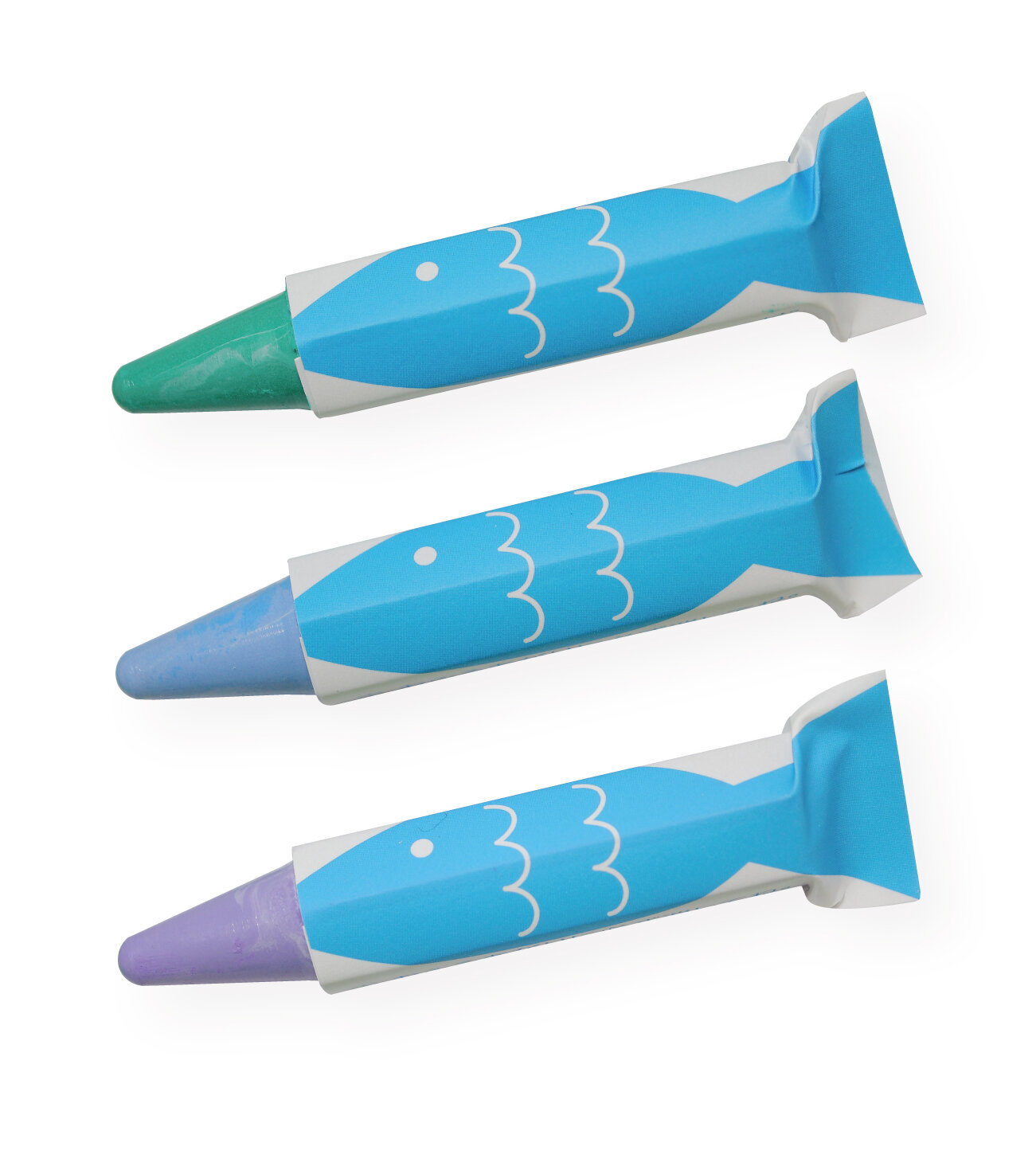 Rice Wax】Kitpas Bath Crayons 3 colors - Fish (Purple, Blue, Green) — kitpas