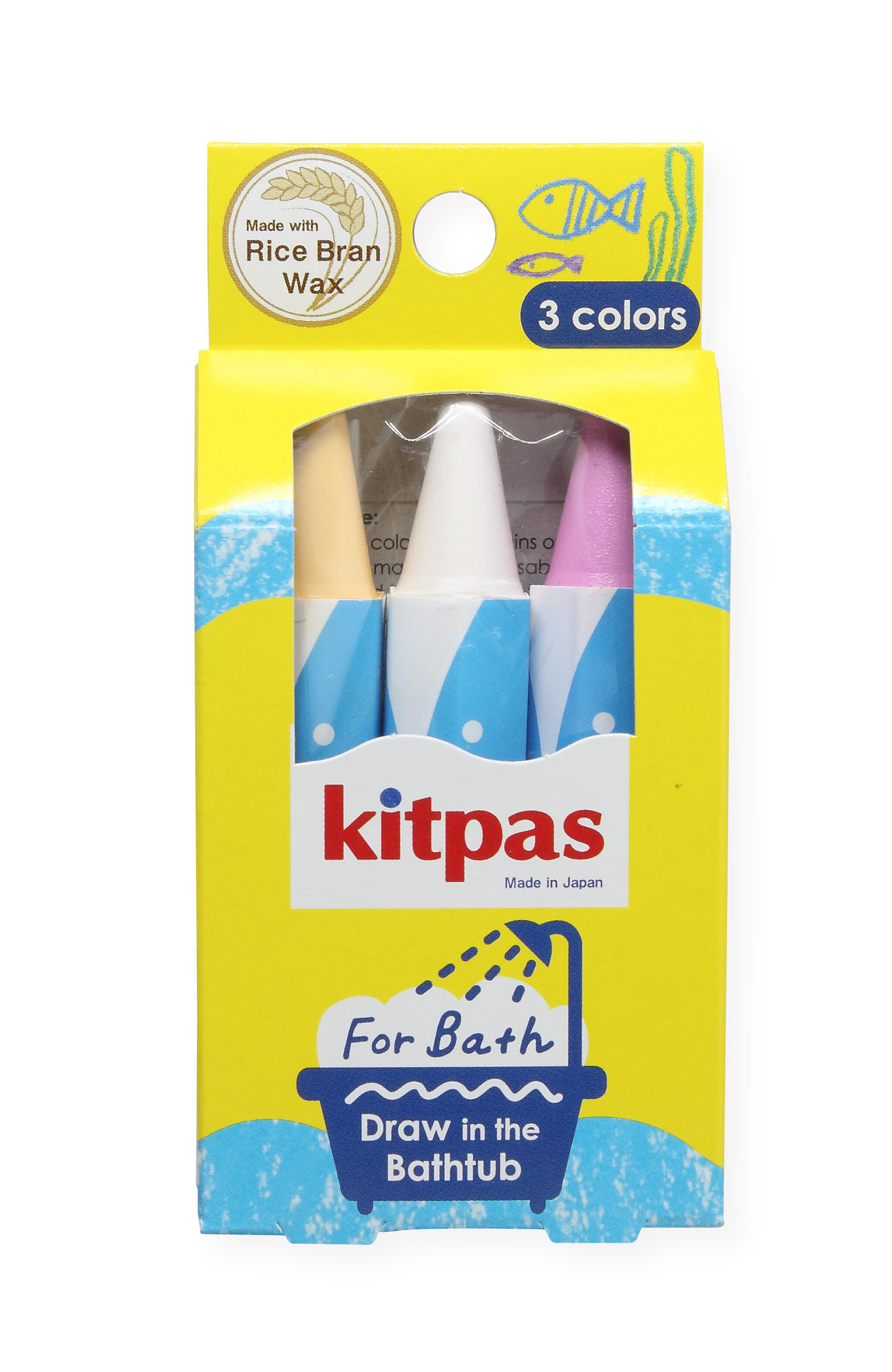 Rice Wax】Kitpas Bath Crayons 3 colors - Shell (Yellow, White, Pink) — kitpas