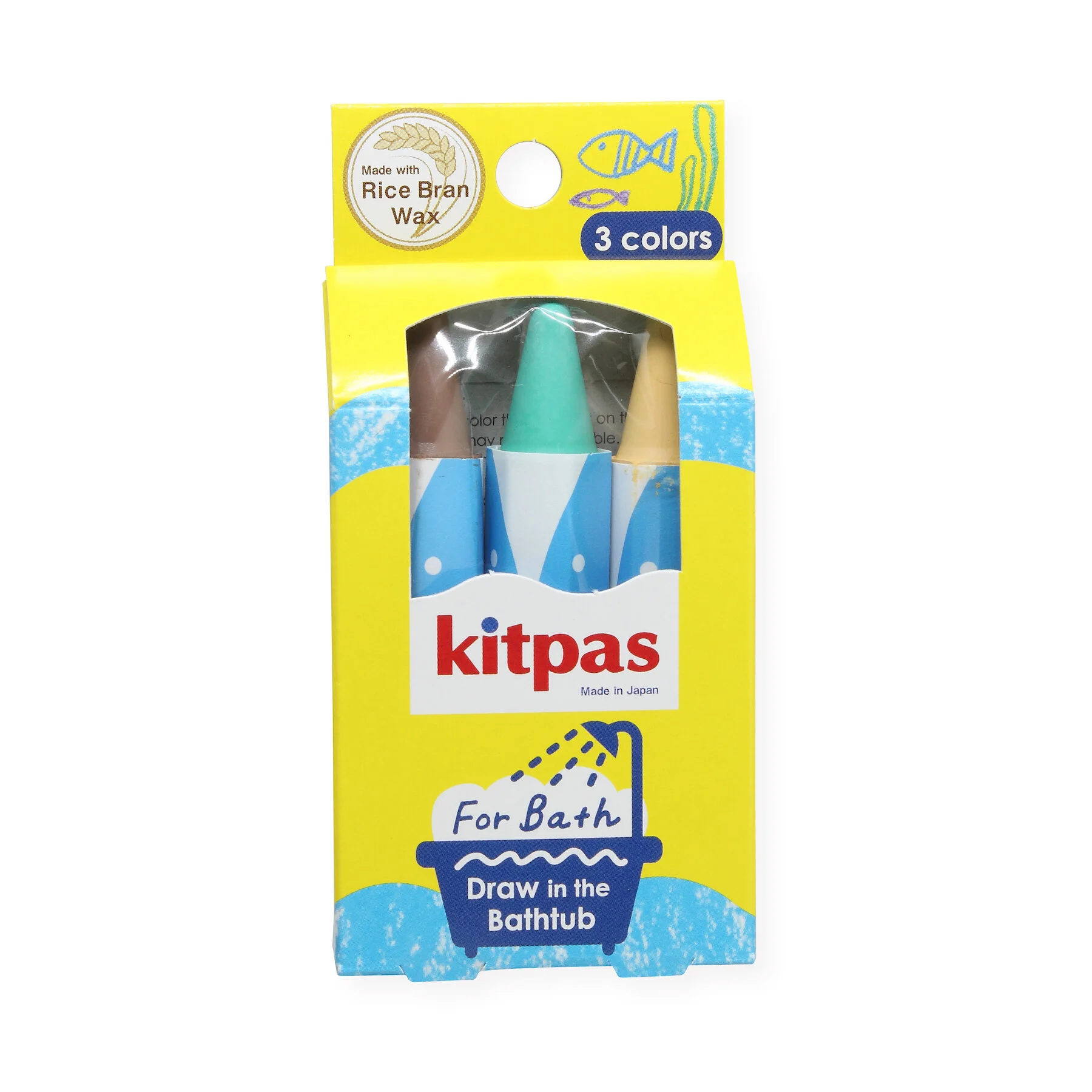 【Rice Wax】Kitpas Bath Crayons 3 colors - Turtle (Brown, Green, Yellow)
