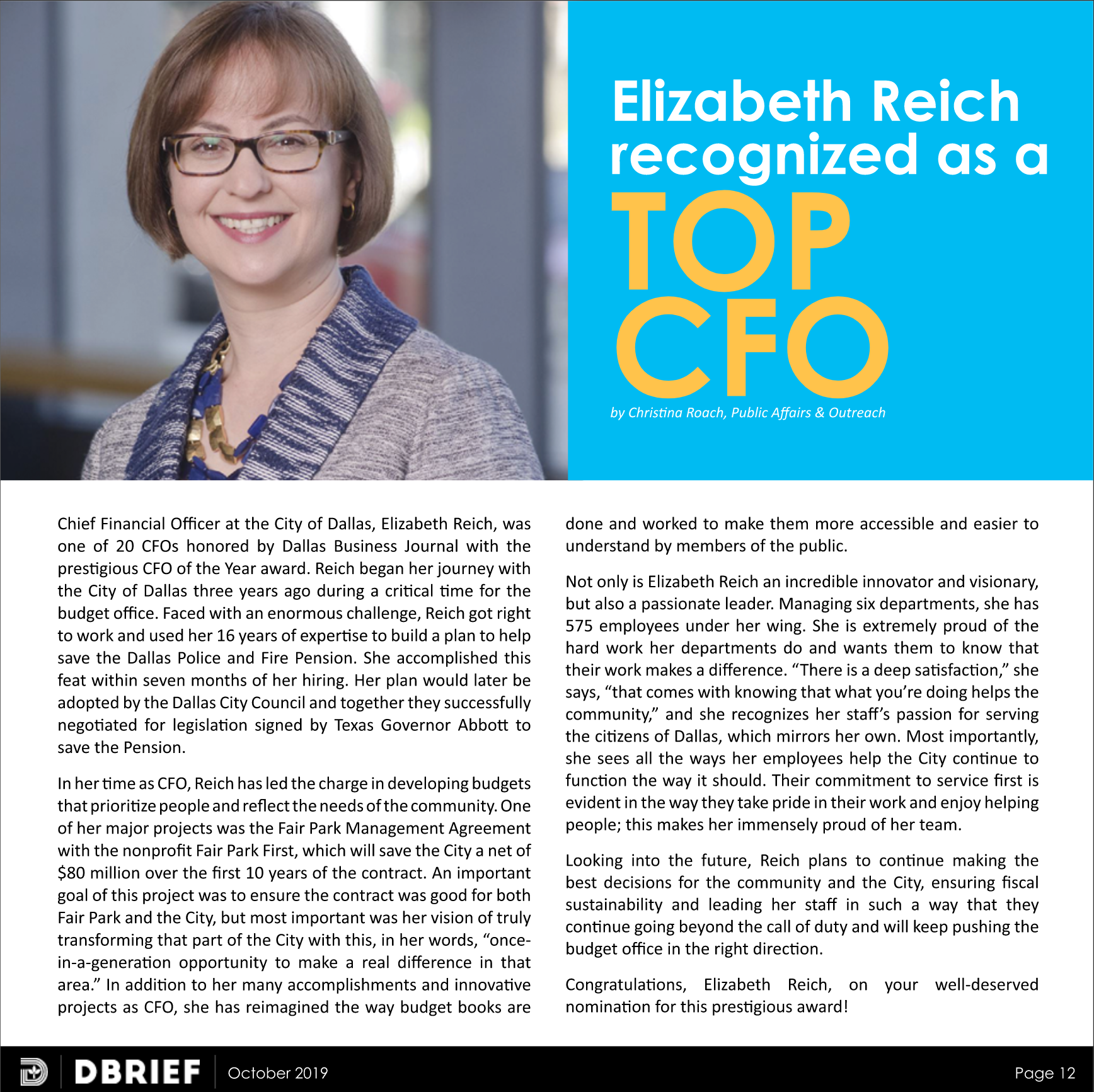 Elizabeth Reich named top CFO