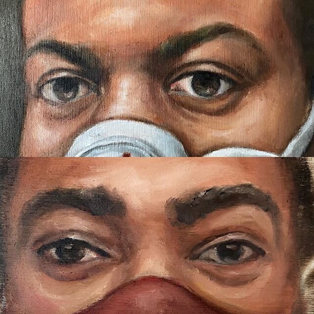 Two new #workinprogress portraits for my &ldquo;Re-Purposed&rdquo; series where I use sports equipment as face masks. I am exploring how the professional sports world contributes to anti-Black racism by not valuing the voices and lives of those they 